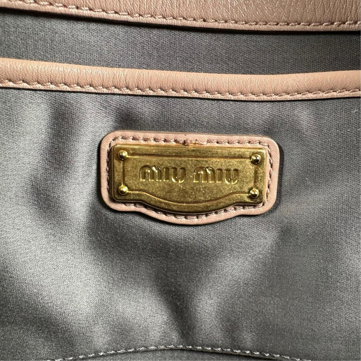 Miu Miu Pink Beige Leather Handbag Tote Bag (Pre-Owned)