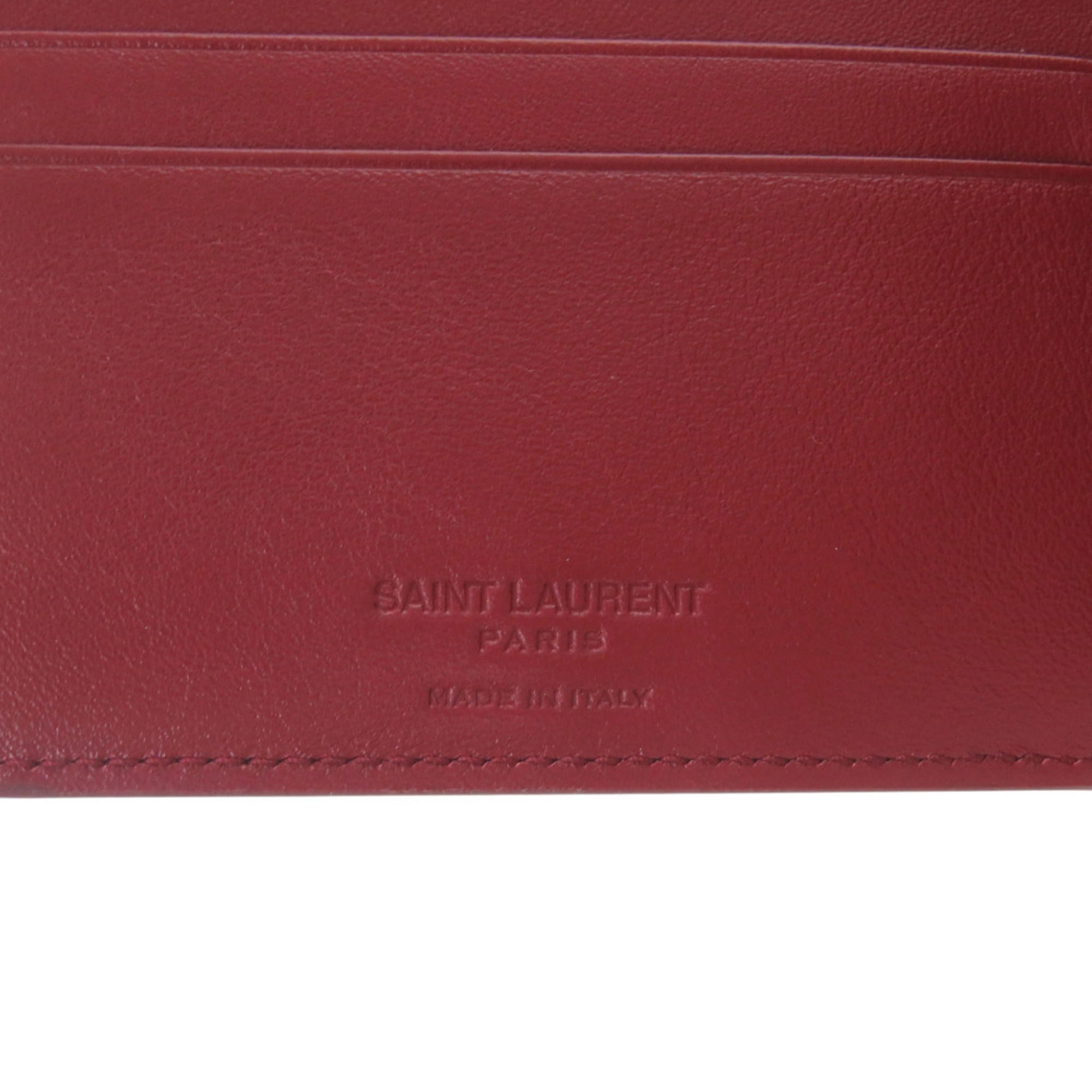 Yves Saint Laurent Bordeaux Red Color Patent Leather Wallet (Bi-Fold) (Pre-Owned)
