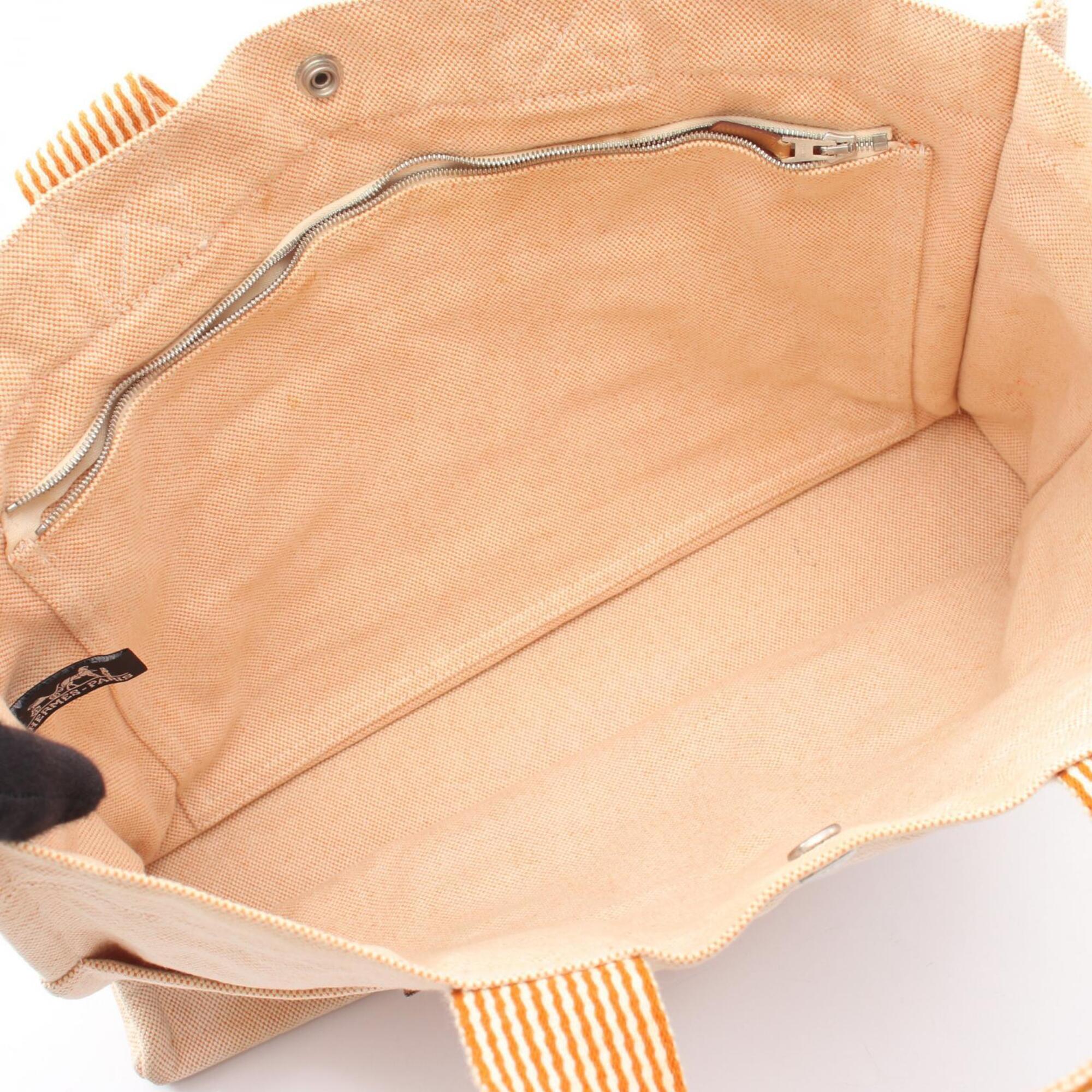 Hermes Brown Orange Canvas Handbag Tote Bag (Pre-Owned)