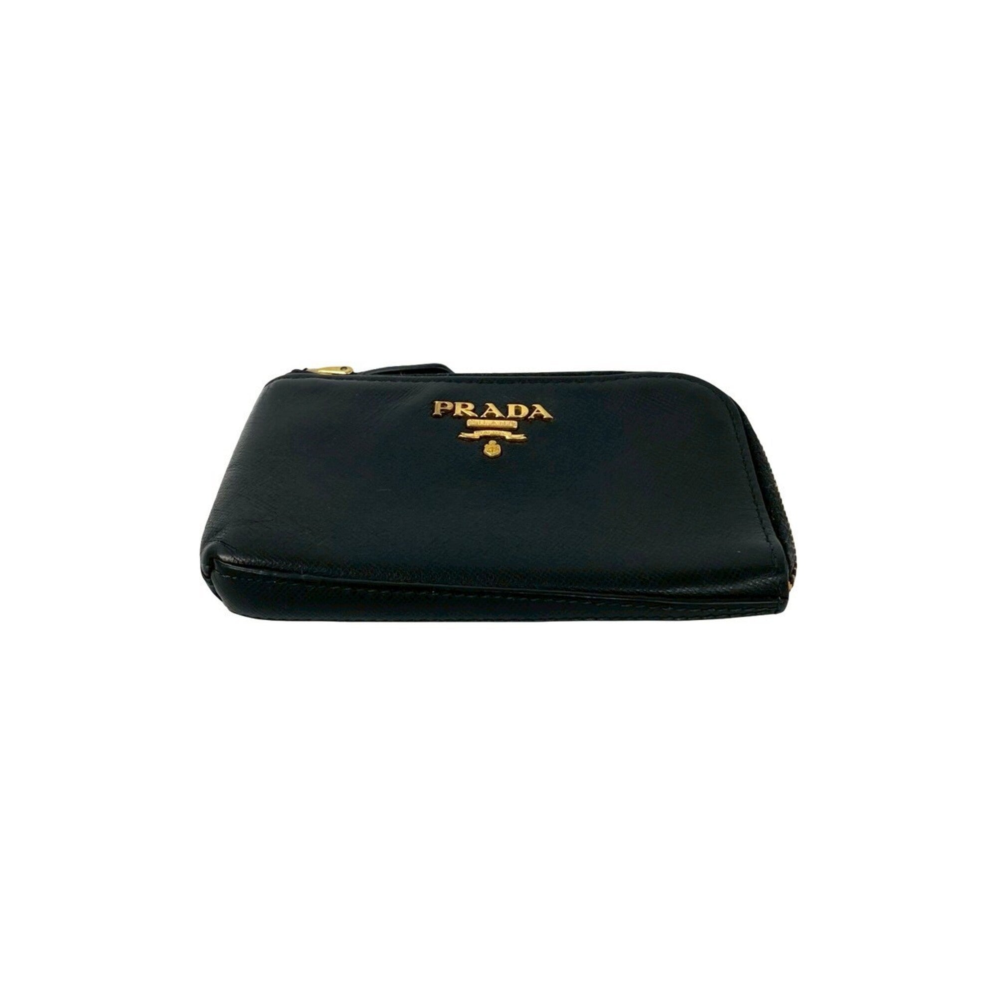 Prada Black Leather Coin Purse/Coin Case (Pre-Owned)