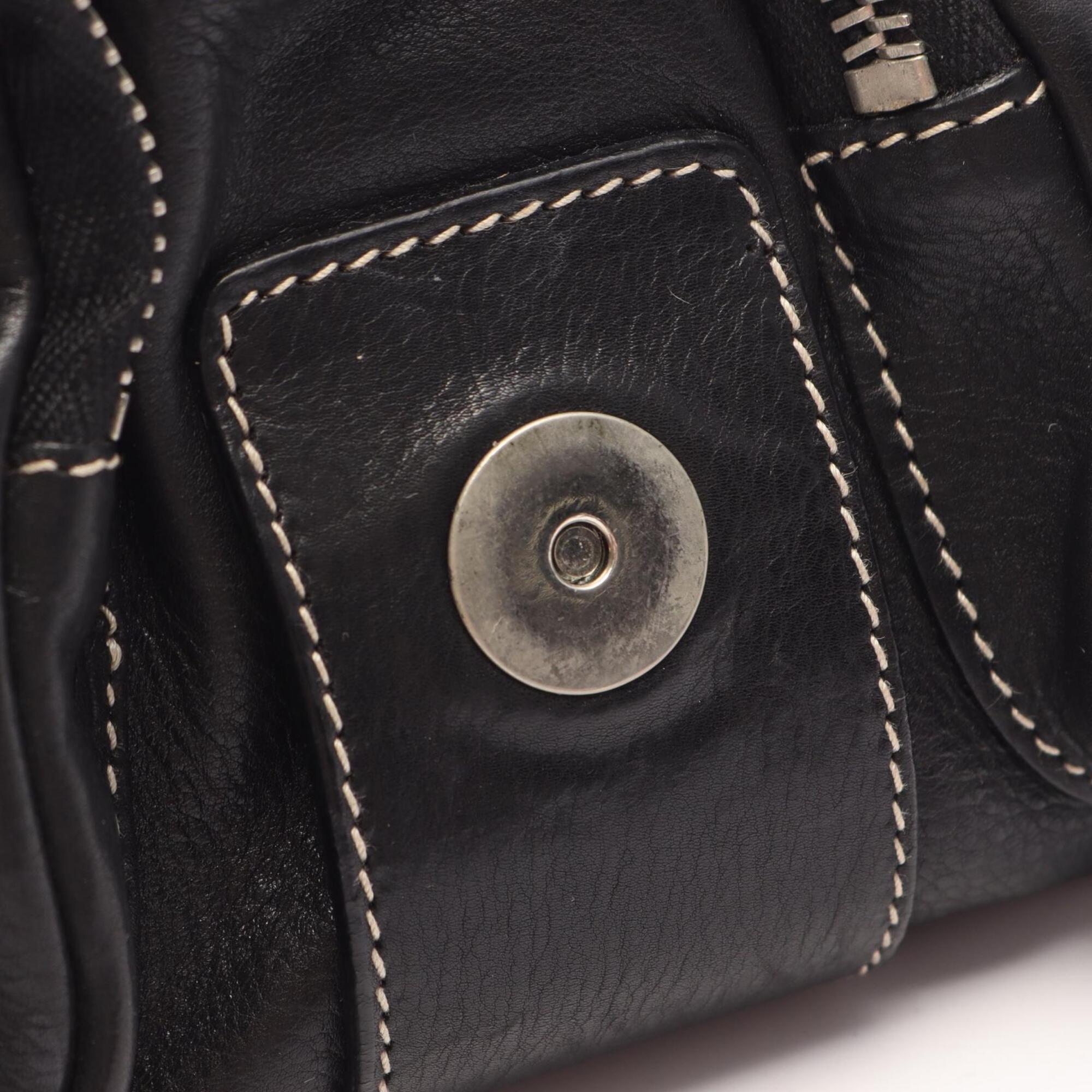 Prada Black Leather Handbag Shoulder Bag (Pre-Owned)