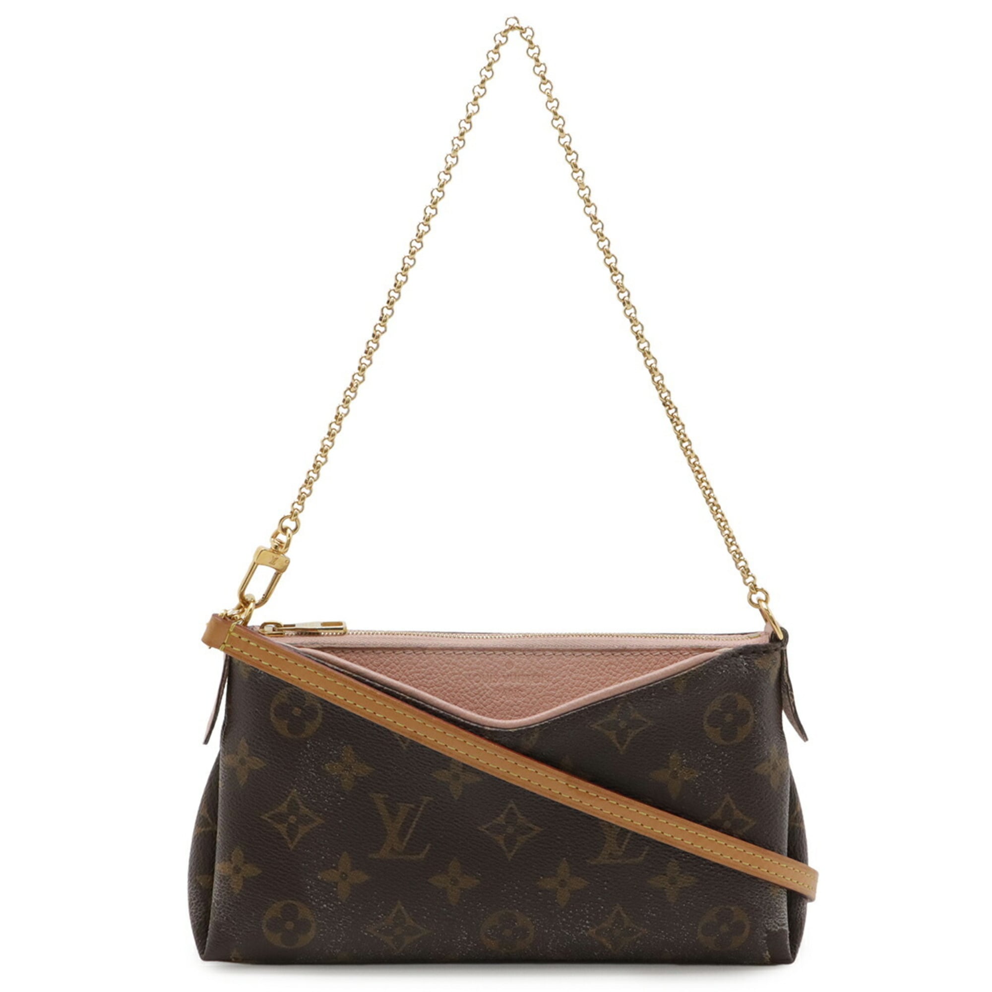 Louis Vuitton Rose Poudre Monogram Canvas Leather Clutch Bag Shoulder Bag (Pre-Owned)