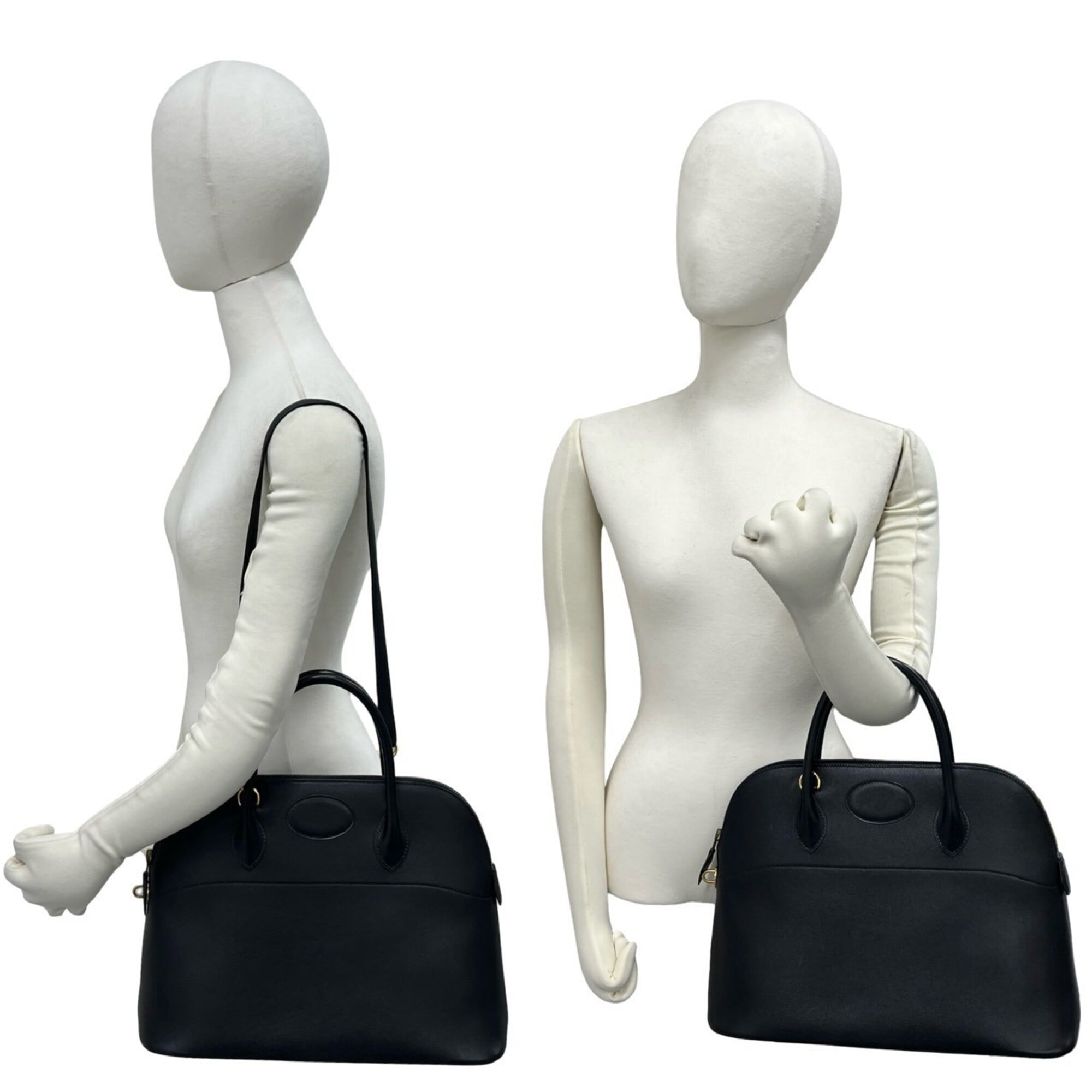 Hermes Black Chamonix Leather Handbag Shoulder Bag (Pre-Owned)