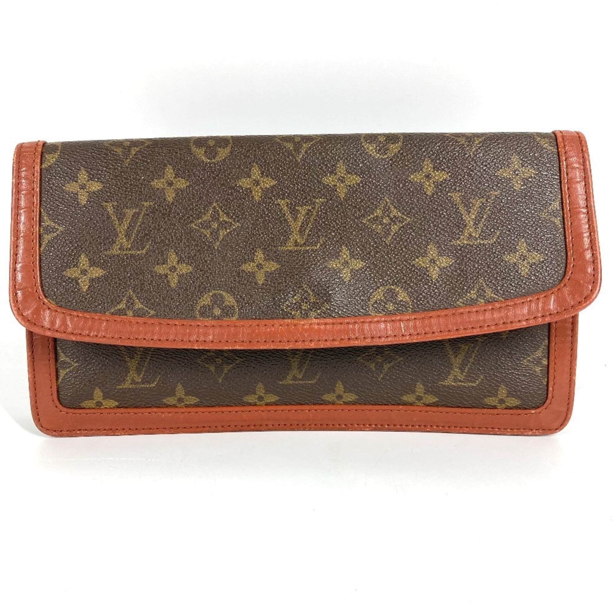 Louis Vuitton Brown Monogram Clutch Bag Handbag Pochette (Pre-Owned)