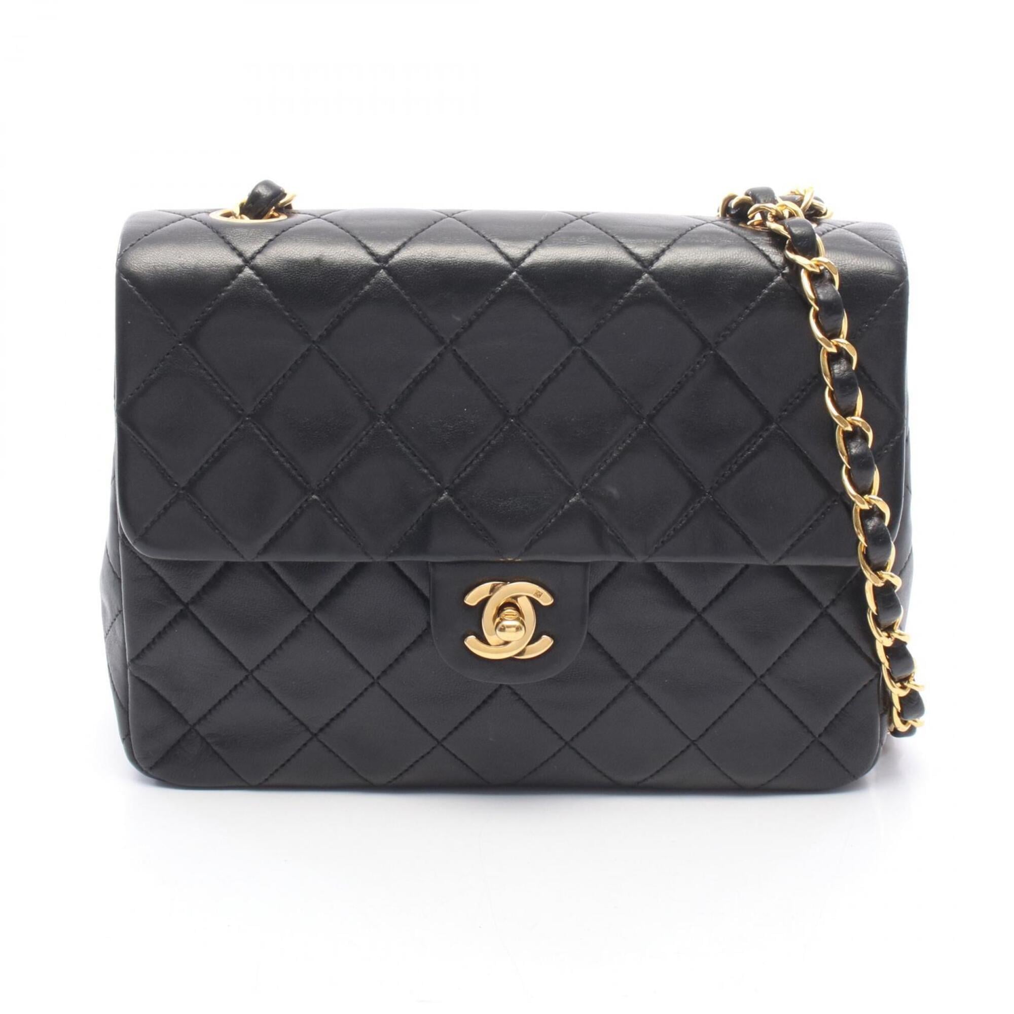 Chanel Black Leather Handbag Shoulder Bag (Pre-Owned)
