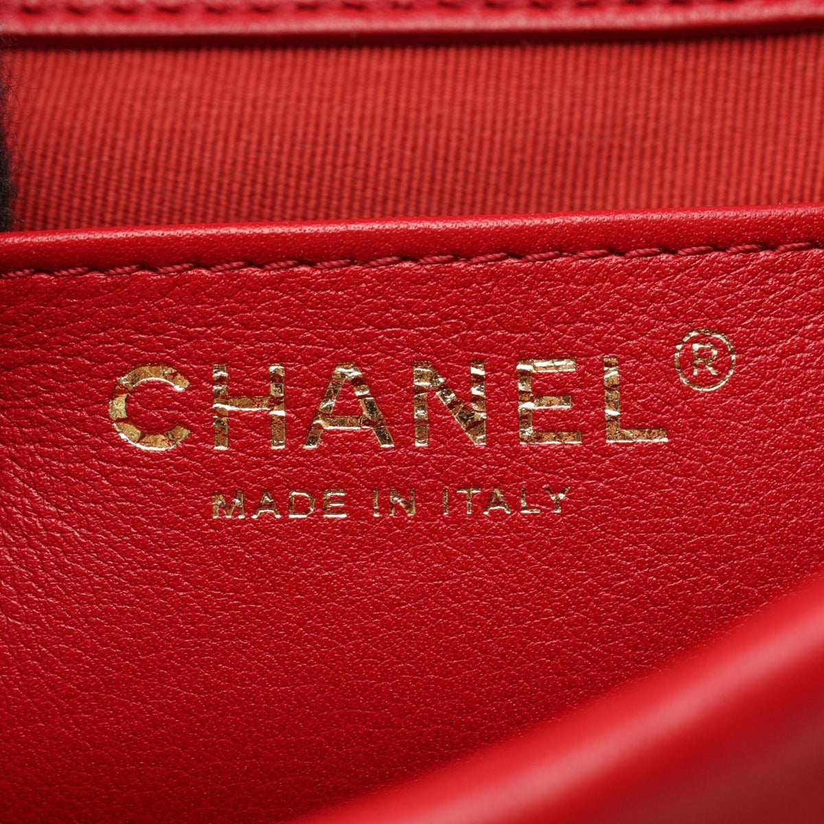 Chanel Red Color Leather Backpack Handbag (Pre-Owned)