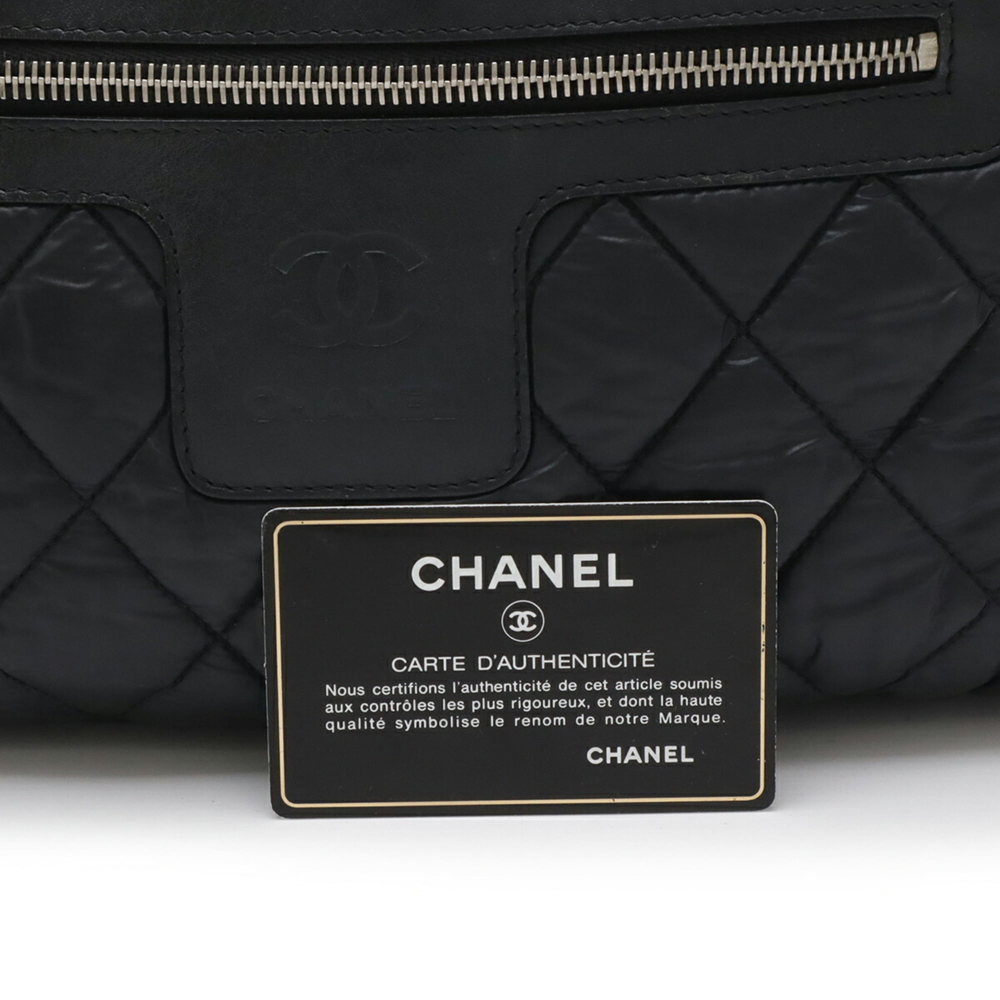 Chanel Black Nylon Leather Handbag Tote Bag (Pre-Owned)