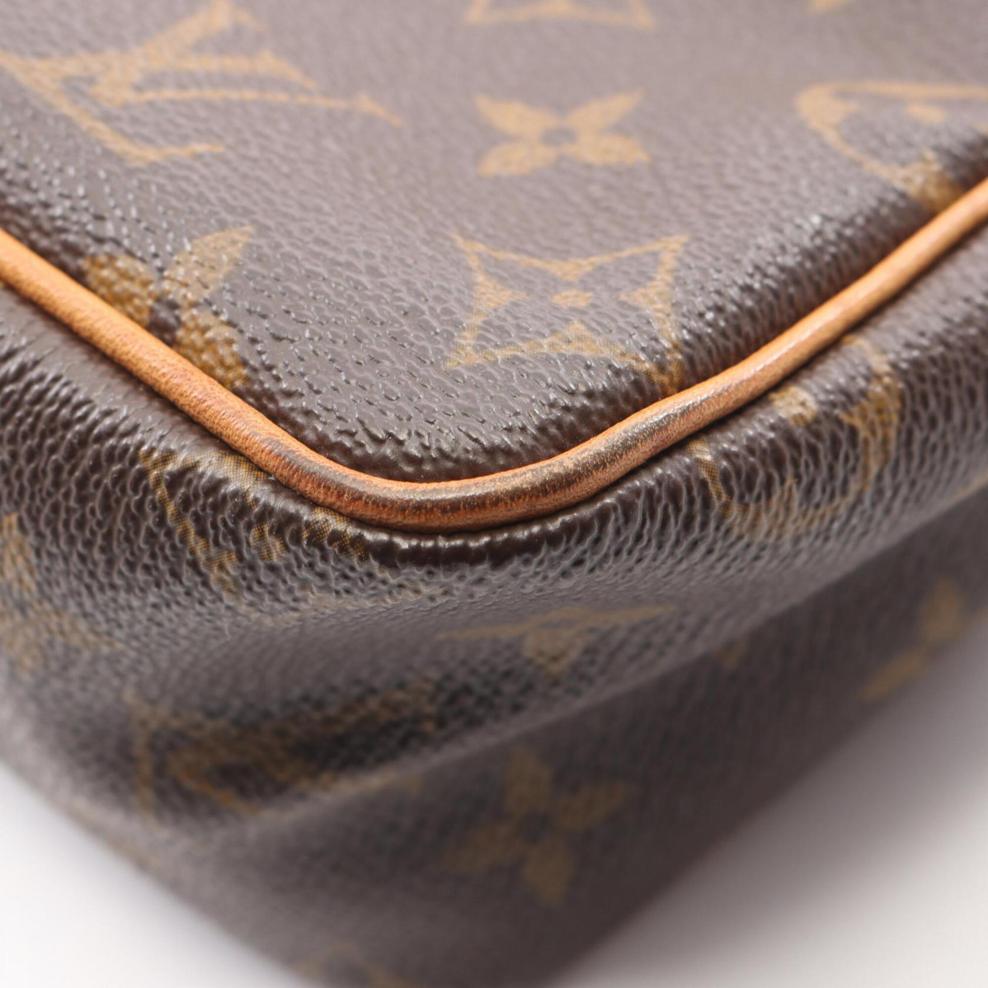 Louis Vuitton Brown Coated Canvas Leather Handbag Shoulder Bag (Pre-Owned)