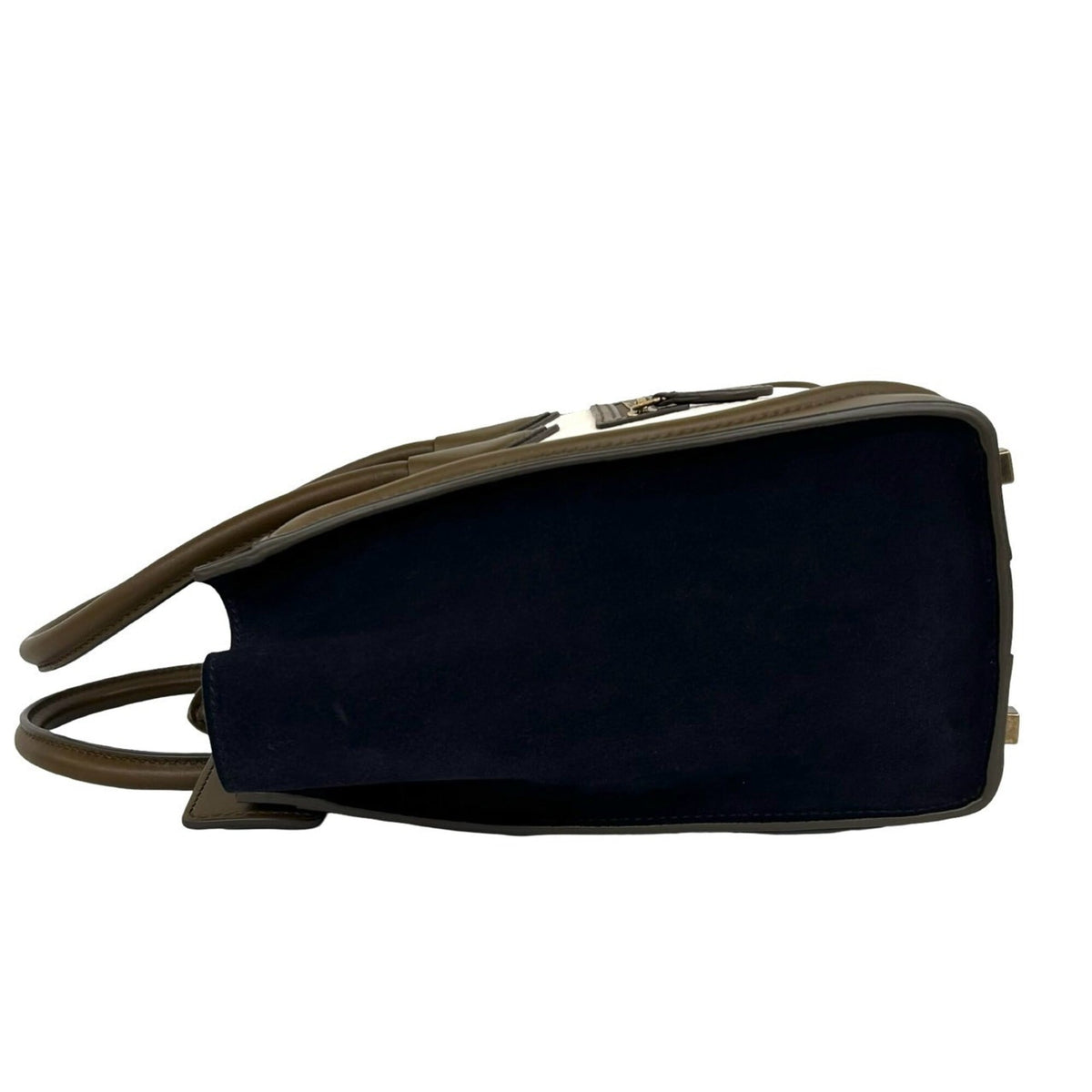 Celine Brown Ivory Navy Leather Handbag Tote Bag (Pre-Owned)