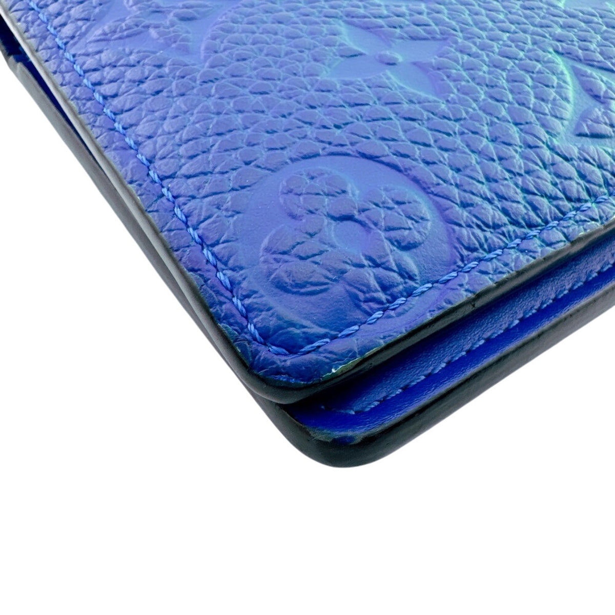 Louis Vuitton Blue Blue Green Leather Long Wallet (Bi-Fold) (Pre-Owned)