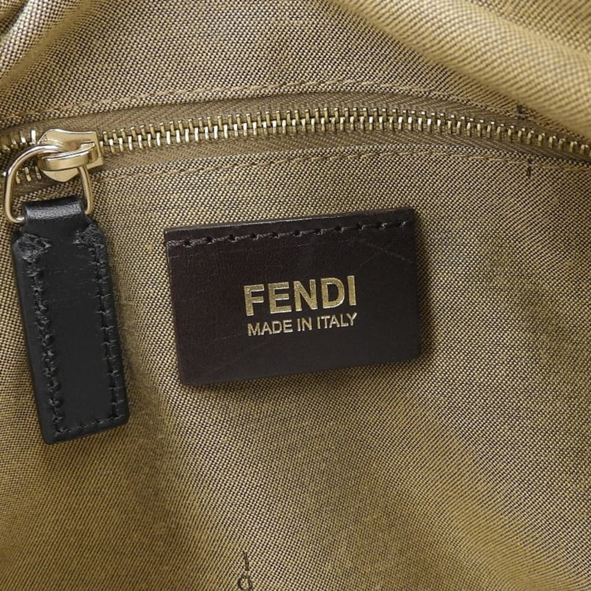 Fendi Black Brown Canvas Leather Shoulder Bag (Pre-Owned)