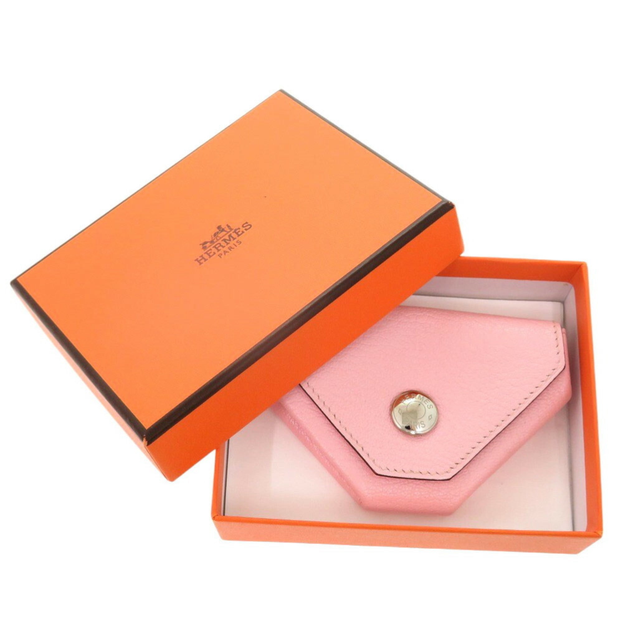 Hermes Rose Sakura Chevre Leather Coin Purse/Coin Case (Pre-Owned)