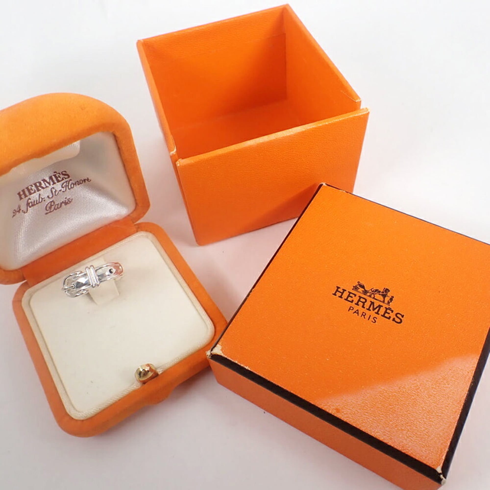Hermes Sterling Silver 925 Band Ring (Pre-Owned)
