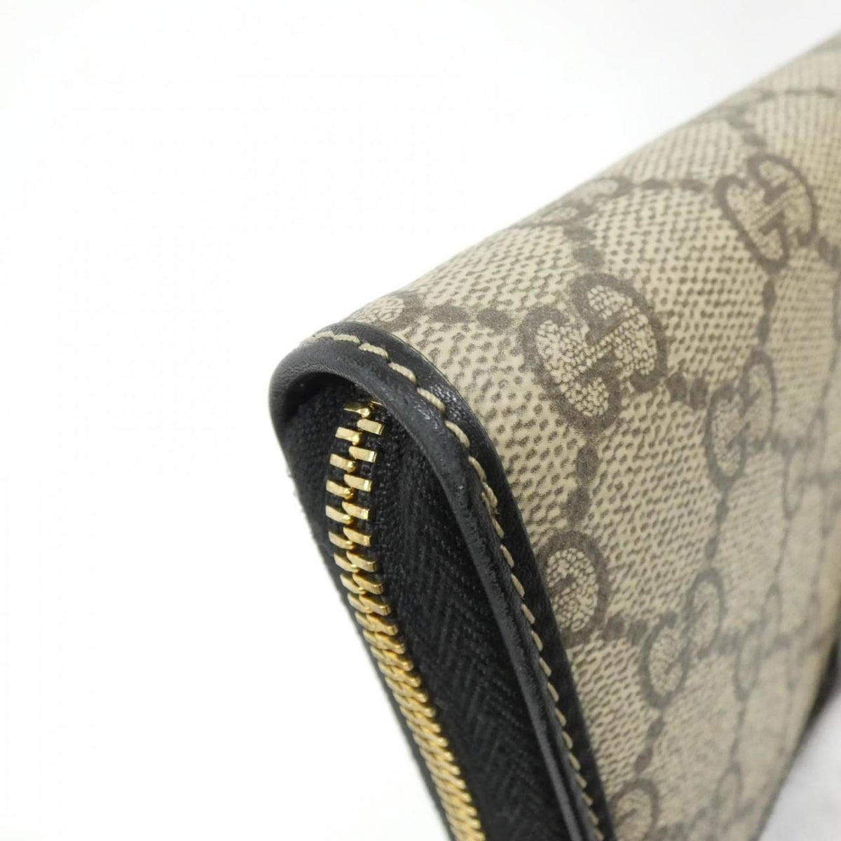 Gucci Beige Black Gg Canvas Long Wallet (Bi-Fold) (Pre-Owned)