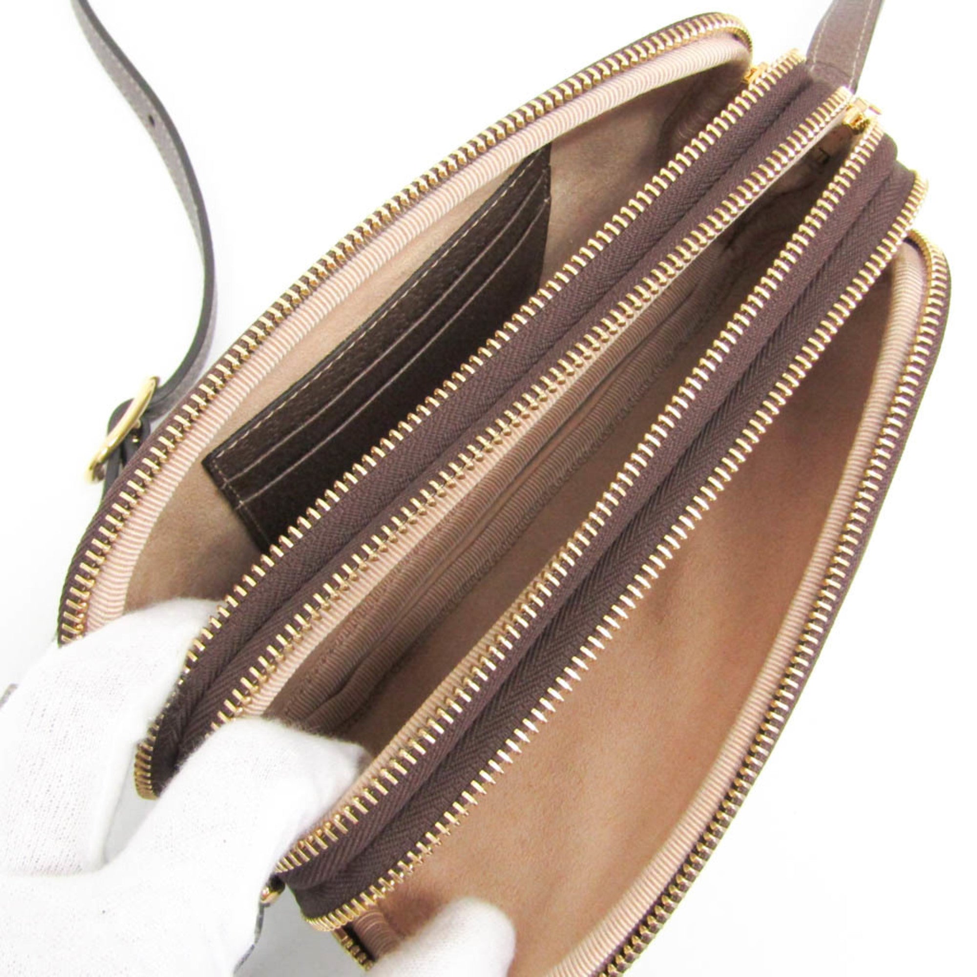 Gucci Ophidia Beige Brown Leather Gg Supreme Shoulder Bag (Pre-Owned)