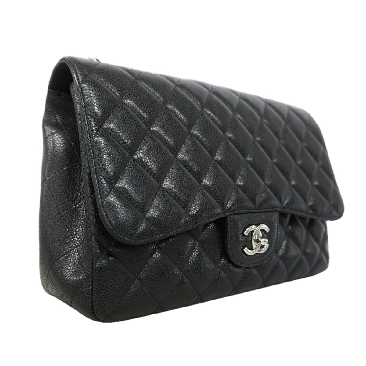 Chanel Black Grained Calfskin Shoulder Bag (Pre-Owned)