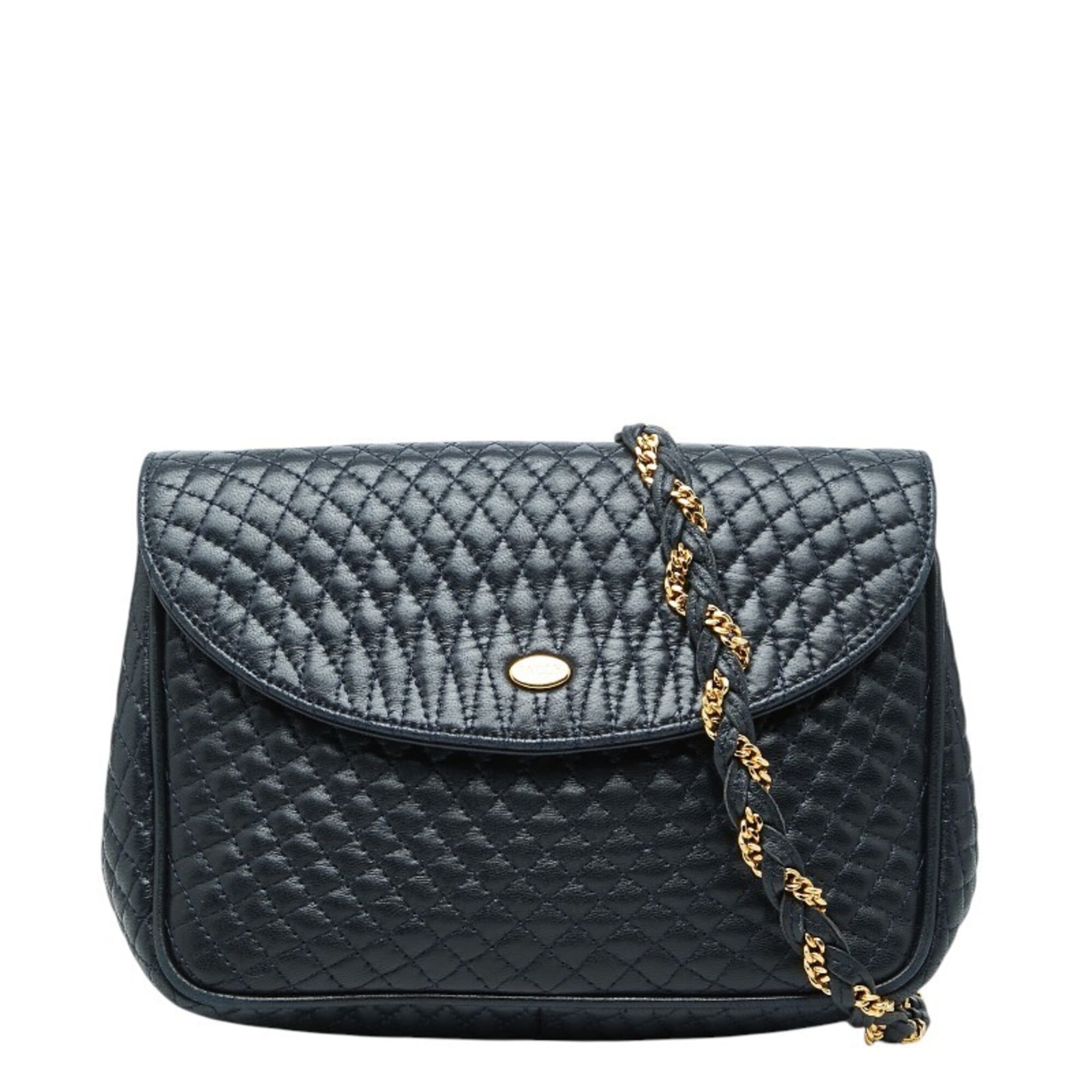 Bally Navy Leather Shoulder Bag (Pre-Owned)