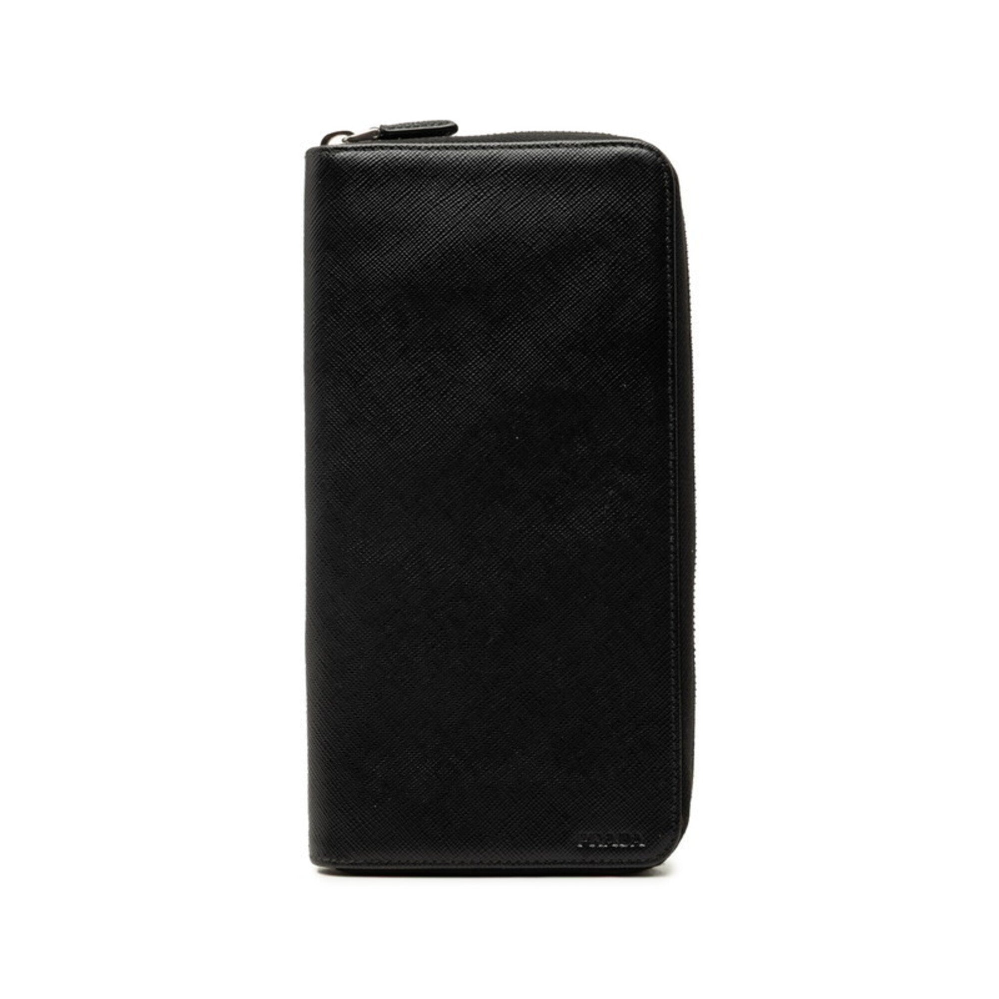Prada Black Leather Long Wallet (Bi-Fold) (Pre-Owned)