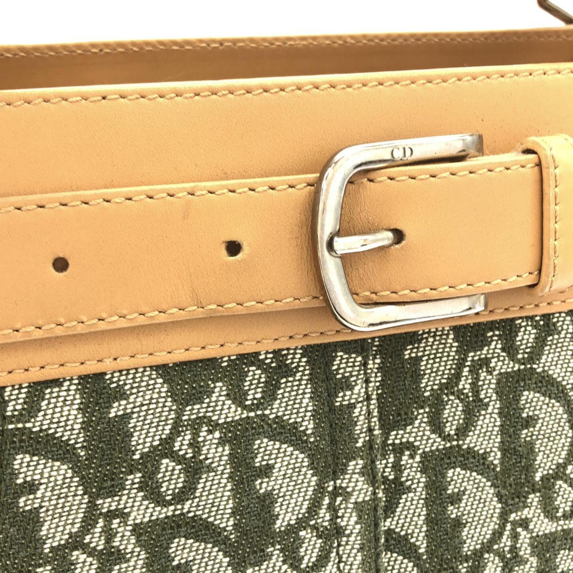 Christian Dior Green Canvas Leather Handbag (Pre-Owned)