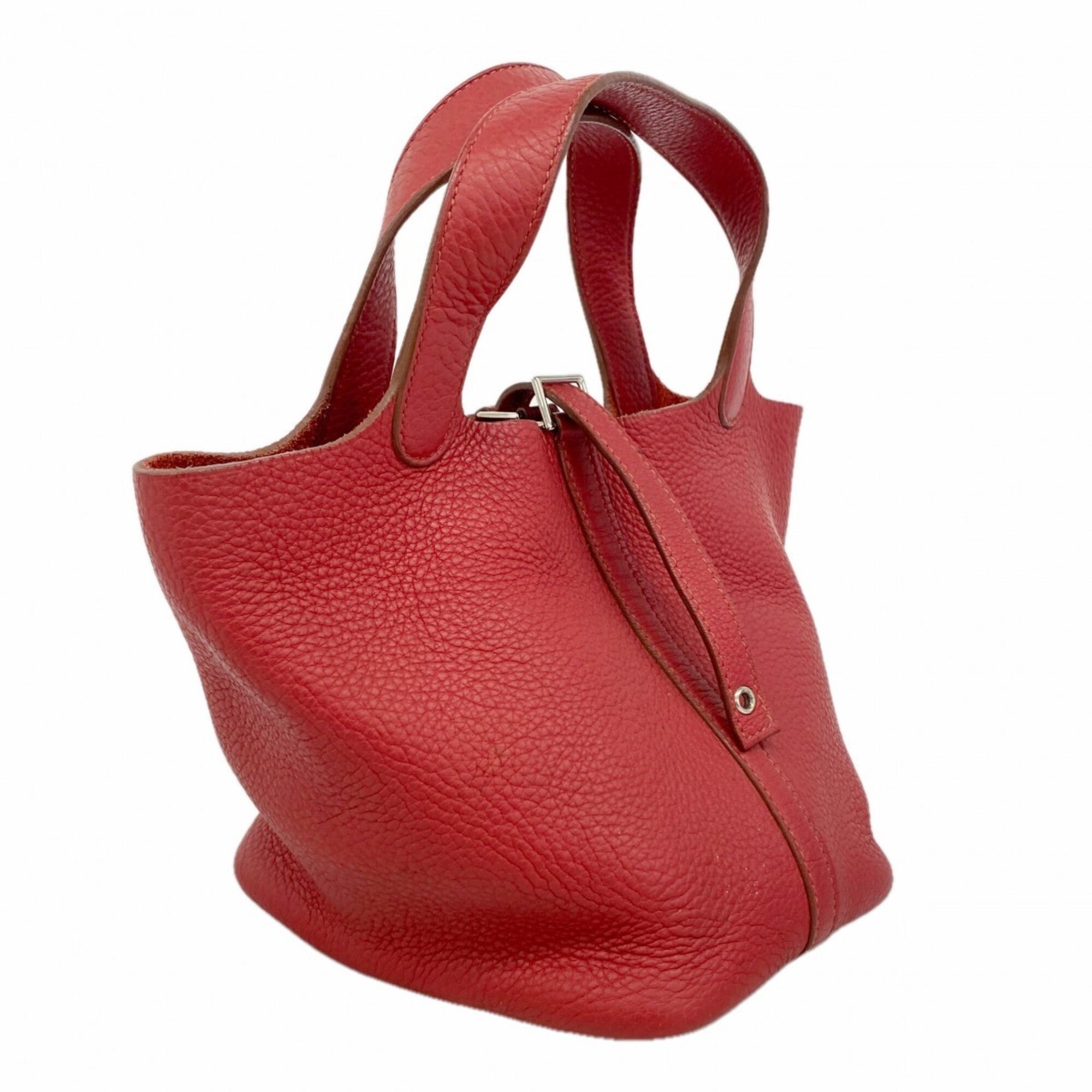 Hermes Rouge Casaque Taurillon Clemence Leather Handbag (Pre-Owned)