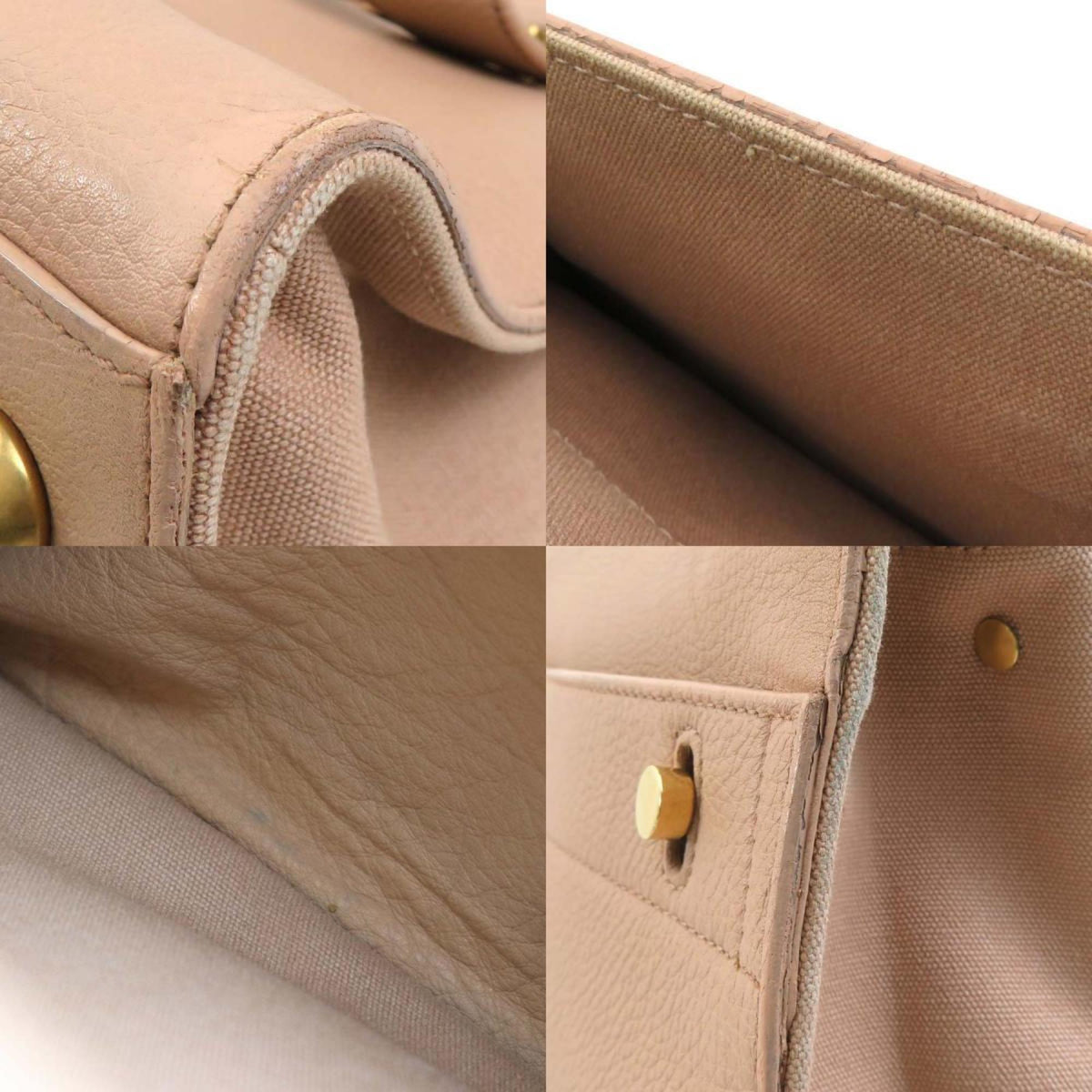 Saint Laurent Pink Beige Leather Handbag Shoulder Bag (Pre-Owned)