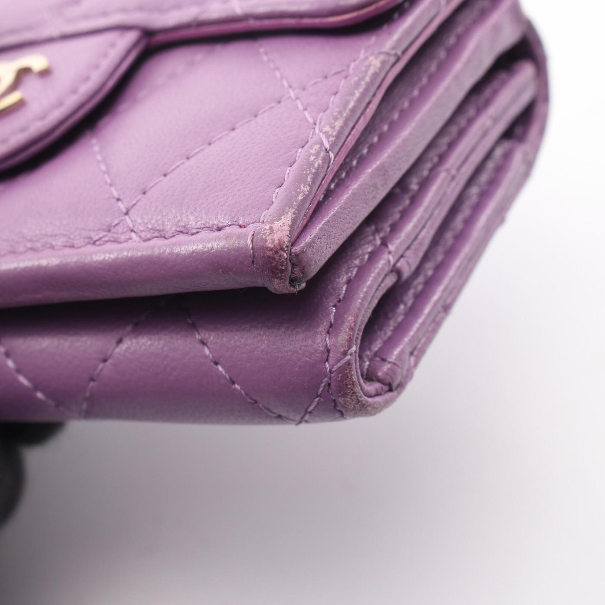 Chanel Purple Leather Wallet (Tri-Fold) (Pre-Owned)