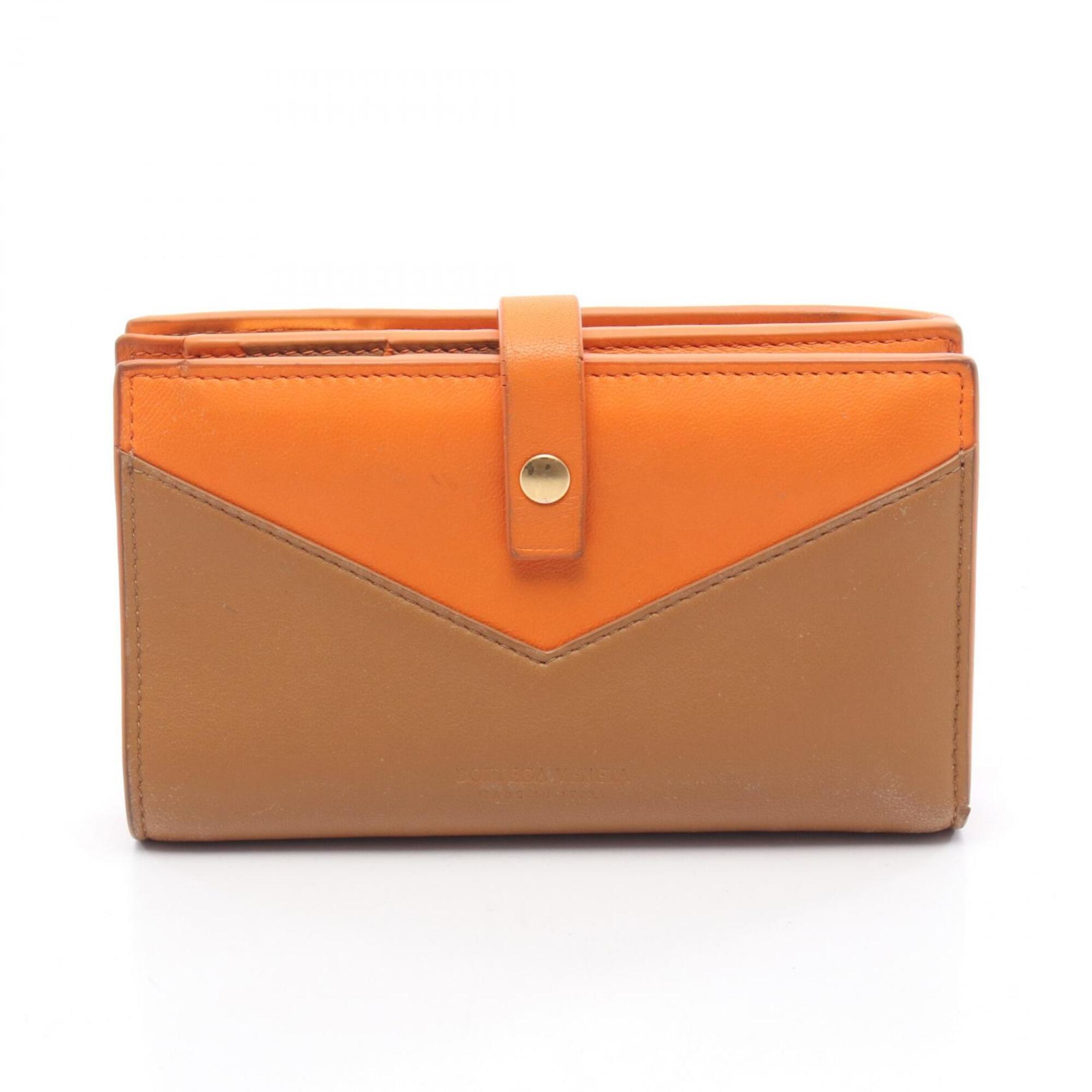 Bottega Veneta Brown Orange Leather Wallet (Bi-Fold) (Pre-Owned)