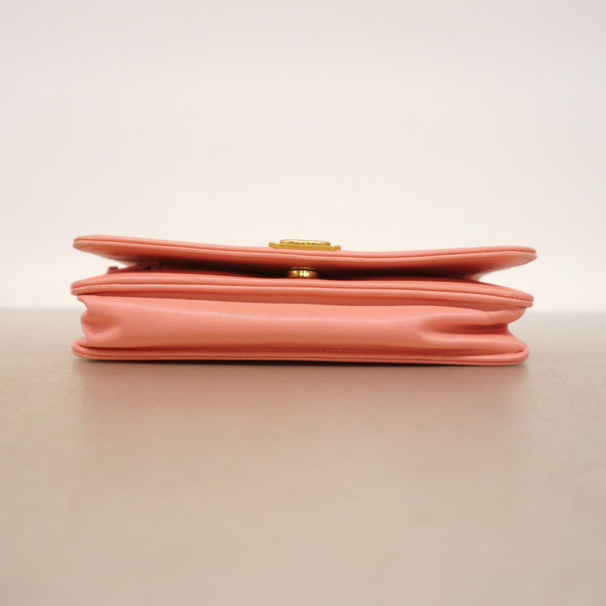 Chanel Pink Leather Chain/Shoulder Wallet (Pre-Owned)
