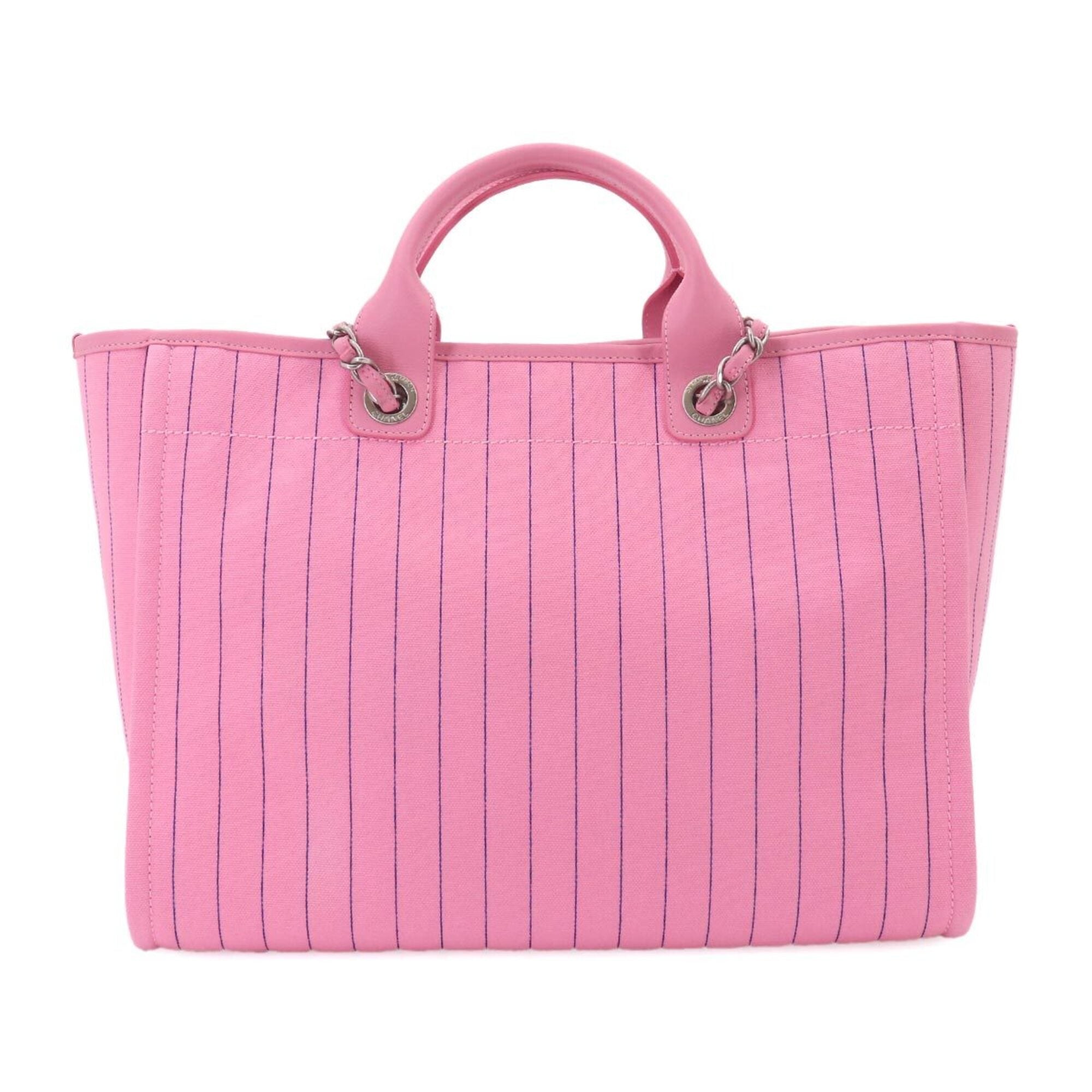 Chanel Blue Pink Canvas Handbag Pouch Tote Bag (Pre-Owned)