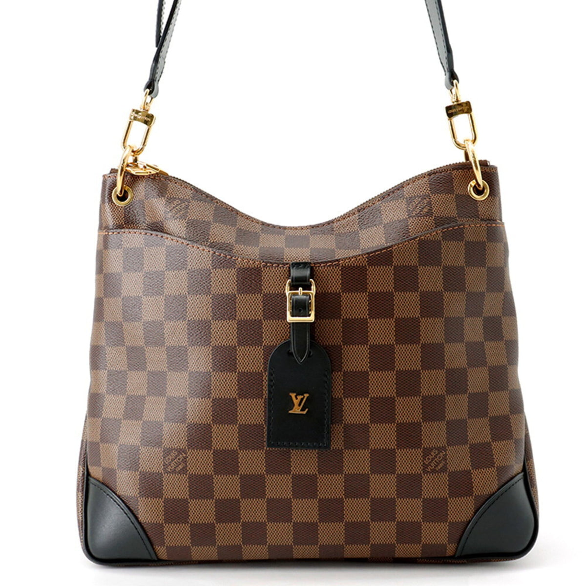 Louis Vuitton Black Damier Canvas Ebene Noir Exotic Leather Handbag Shoulder Bag (Pre-Owned)