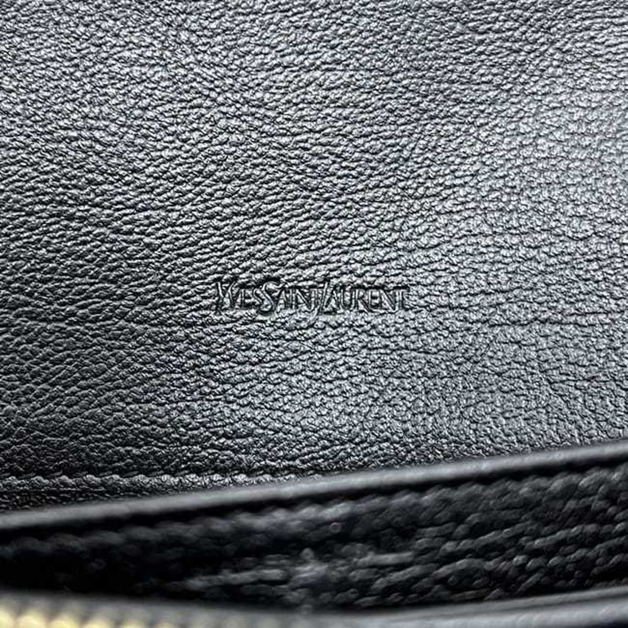 Yves Saint Laurent Black Leather Long Wallet (Bi-Fold) (Pre-Owned)