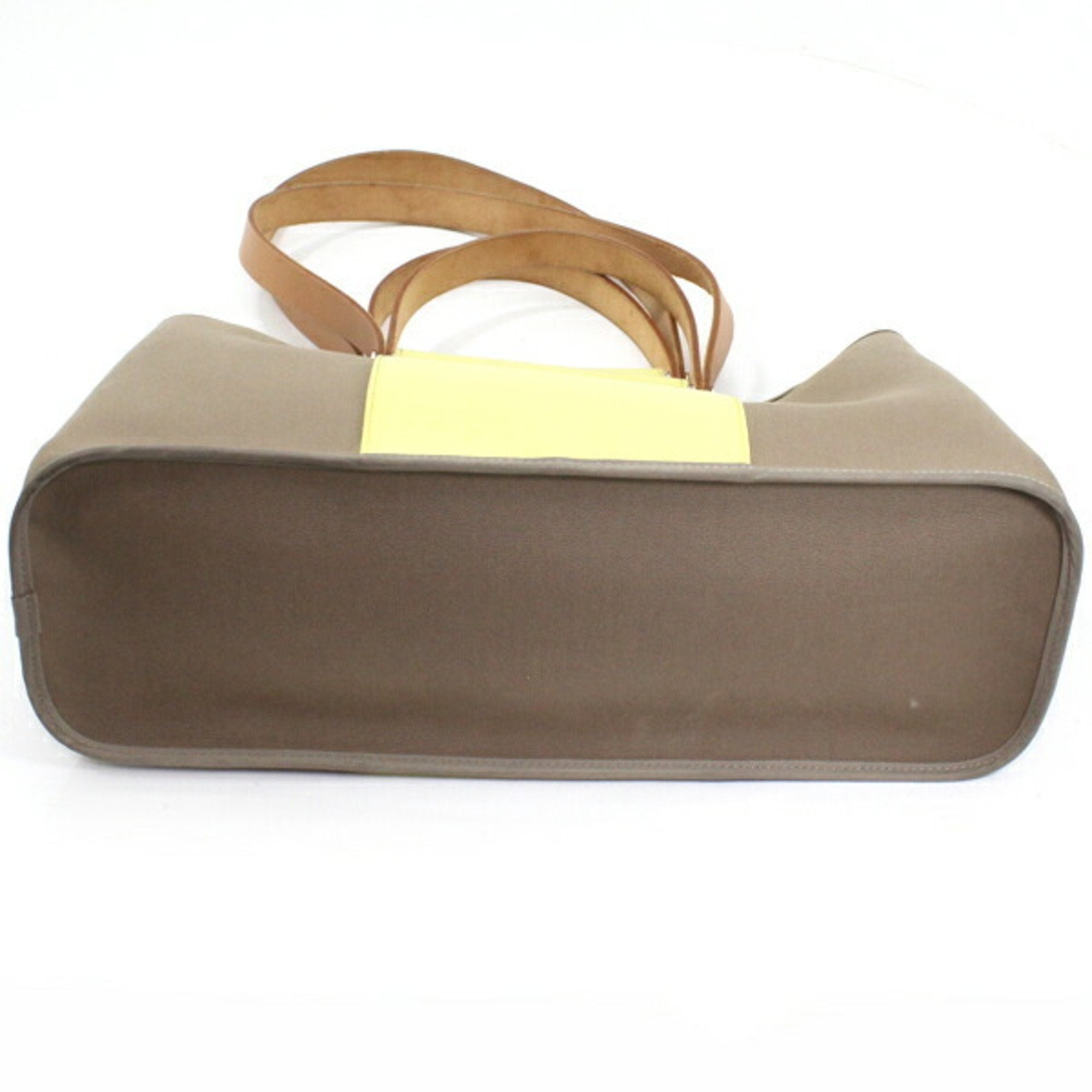 Hermes Etoupe Gray Soufre Toile Officier Leather Handbag (Pre-Owned)