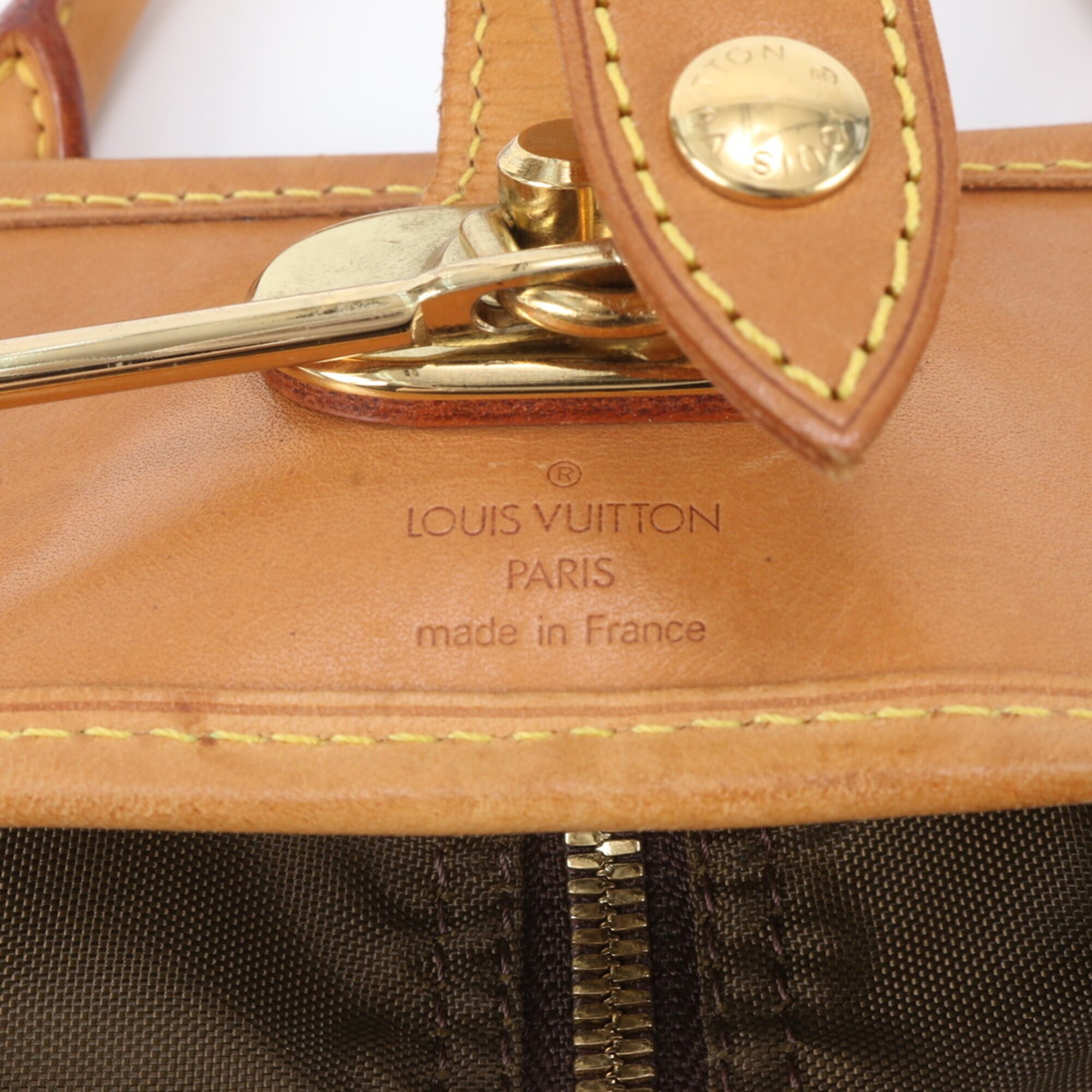 Louis Vuitton Brown Leather Coated Canvas Boston Bag (Pre-Owned)