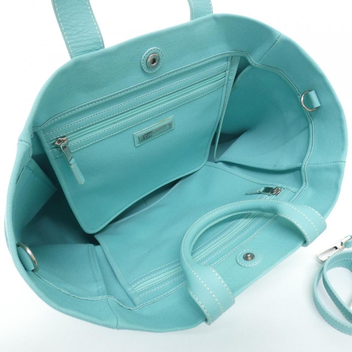Tiffany Tiffany Blue Canvas Leather Handbag (Pre-Owned)
