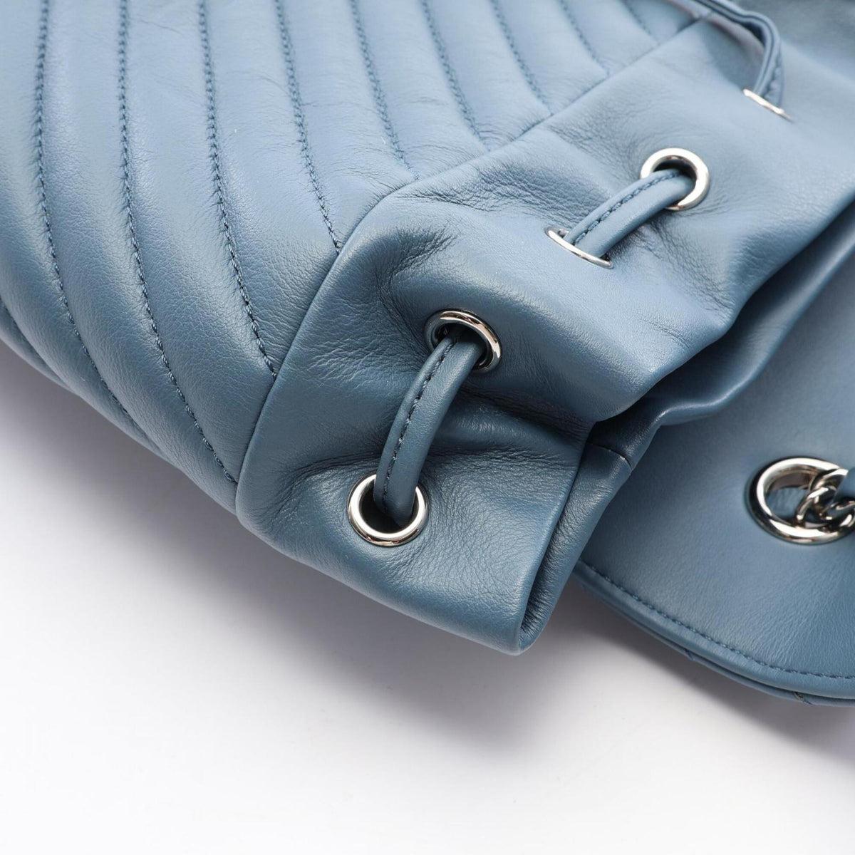 Chanel Blue Leather Backpack Handbag (Pre-Owned)