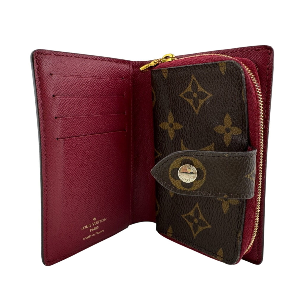 Louis Vuitton Monogram Brown Red Color Leather Wallet (Bi-Fold) (Pre-Owned)