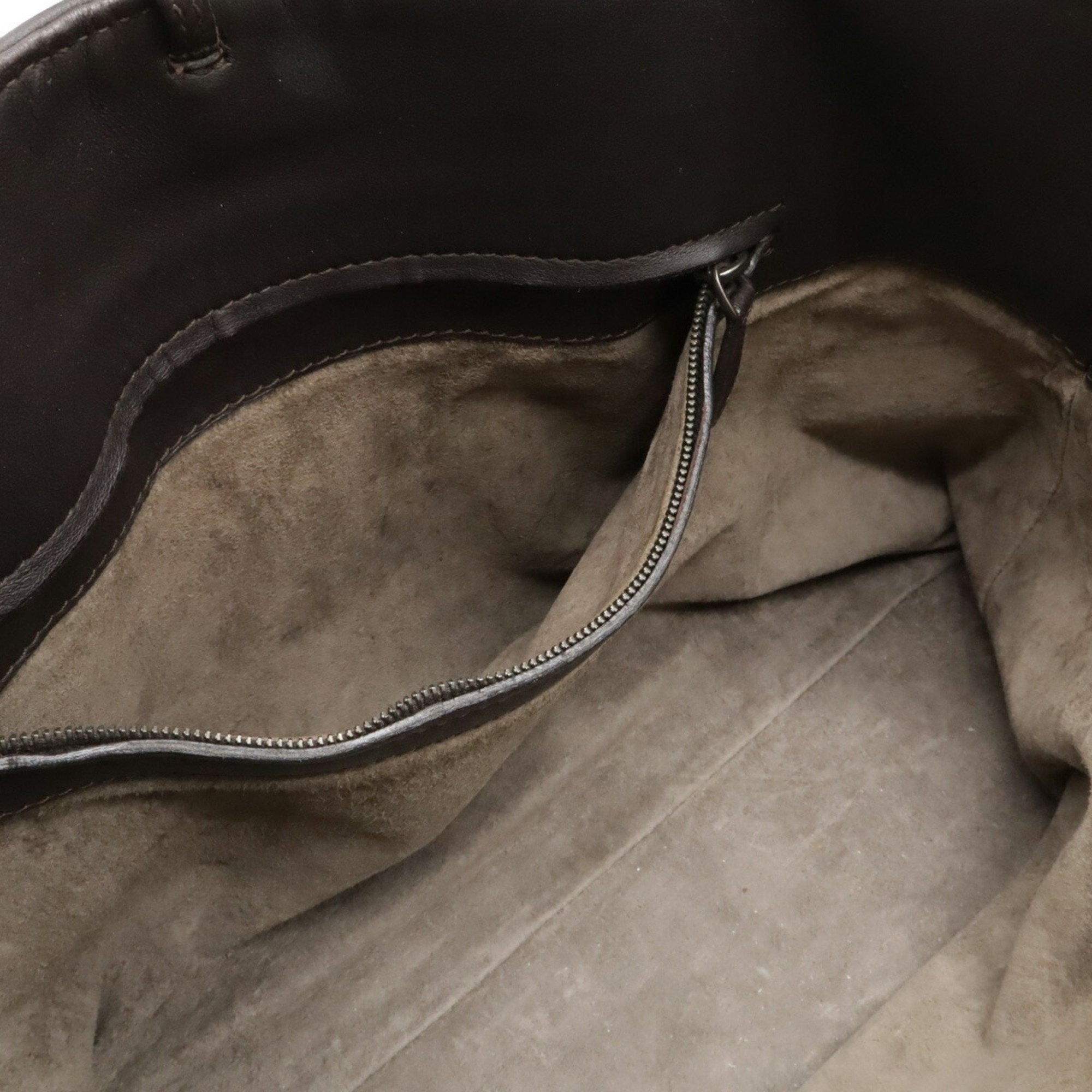 Bottega Veneta Intrecciato Dark Brown Leather Handbag Tote Bag (Pre-Owned)
