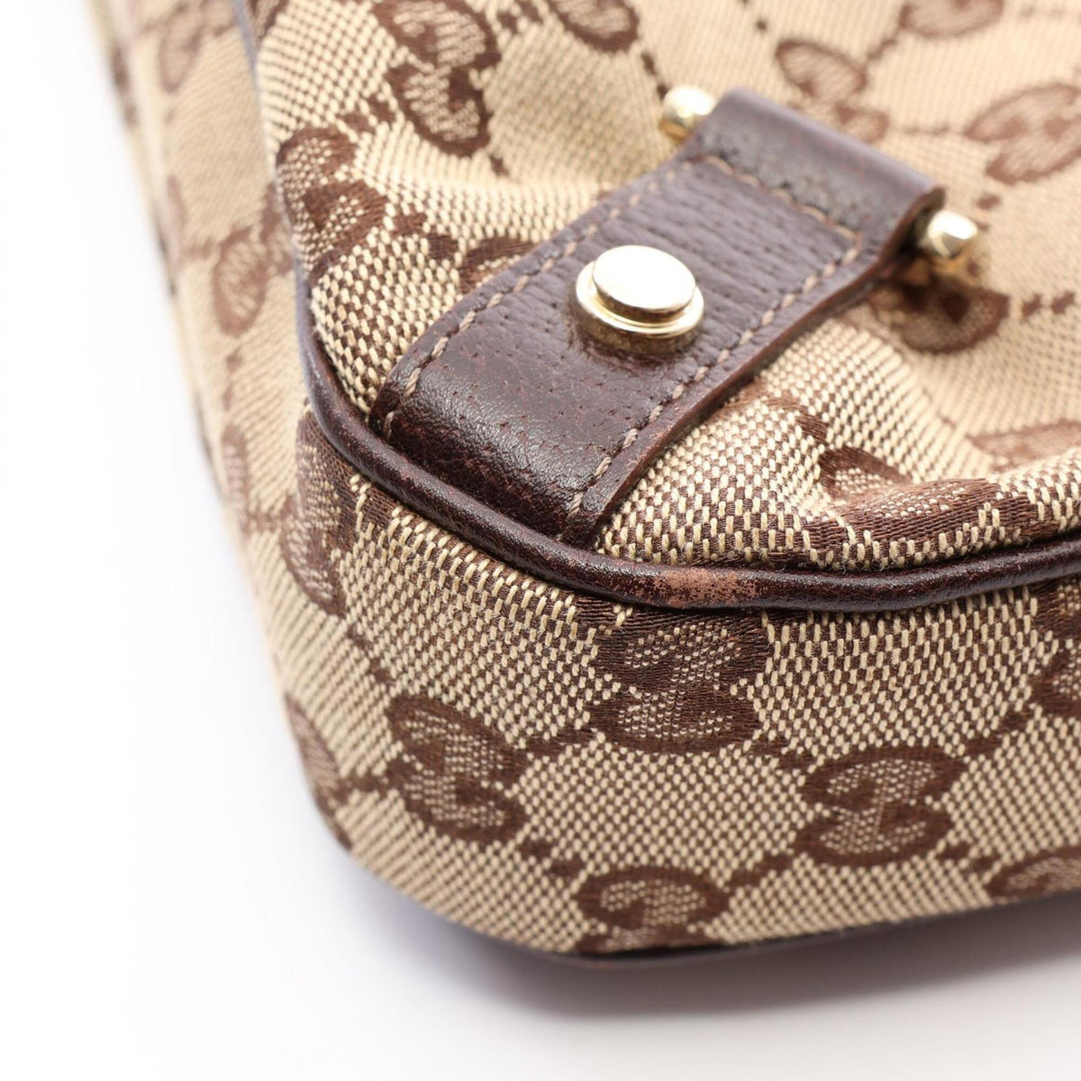 Gucci Beige Brown Canvas Leather Handbag Shoulder Bag (Pre-Owned)