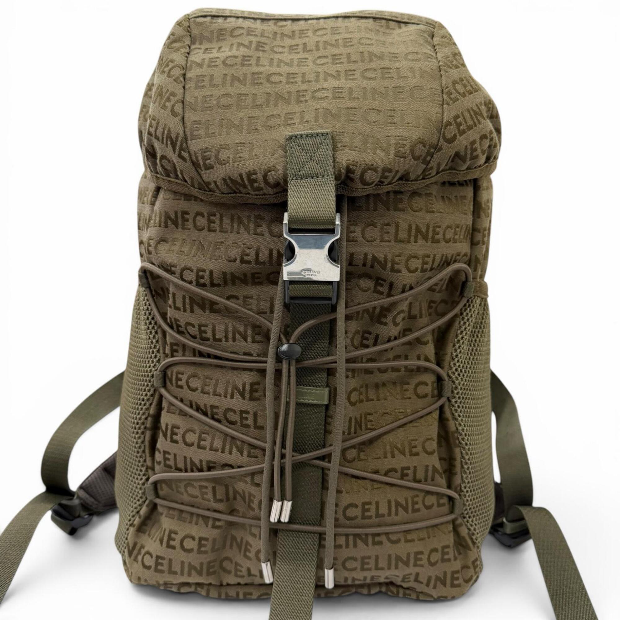Celine Khaki Canvas Leather Backpack (Pre-Owned)