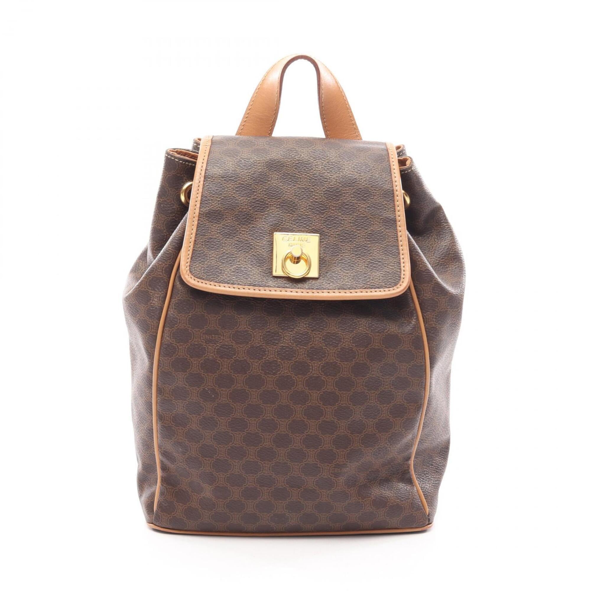 Celine Beige Brown Coated Canvas Leather Backpack Handbag (Pre-Owned)