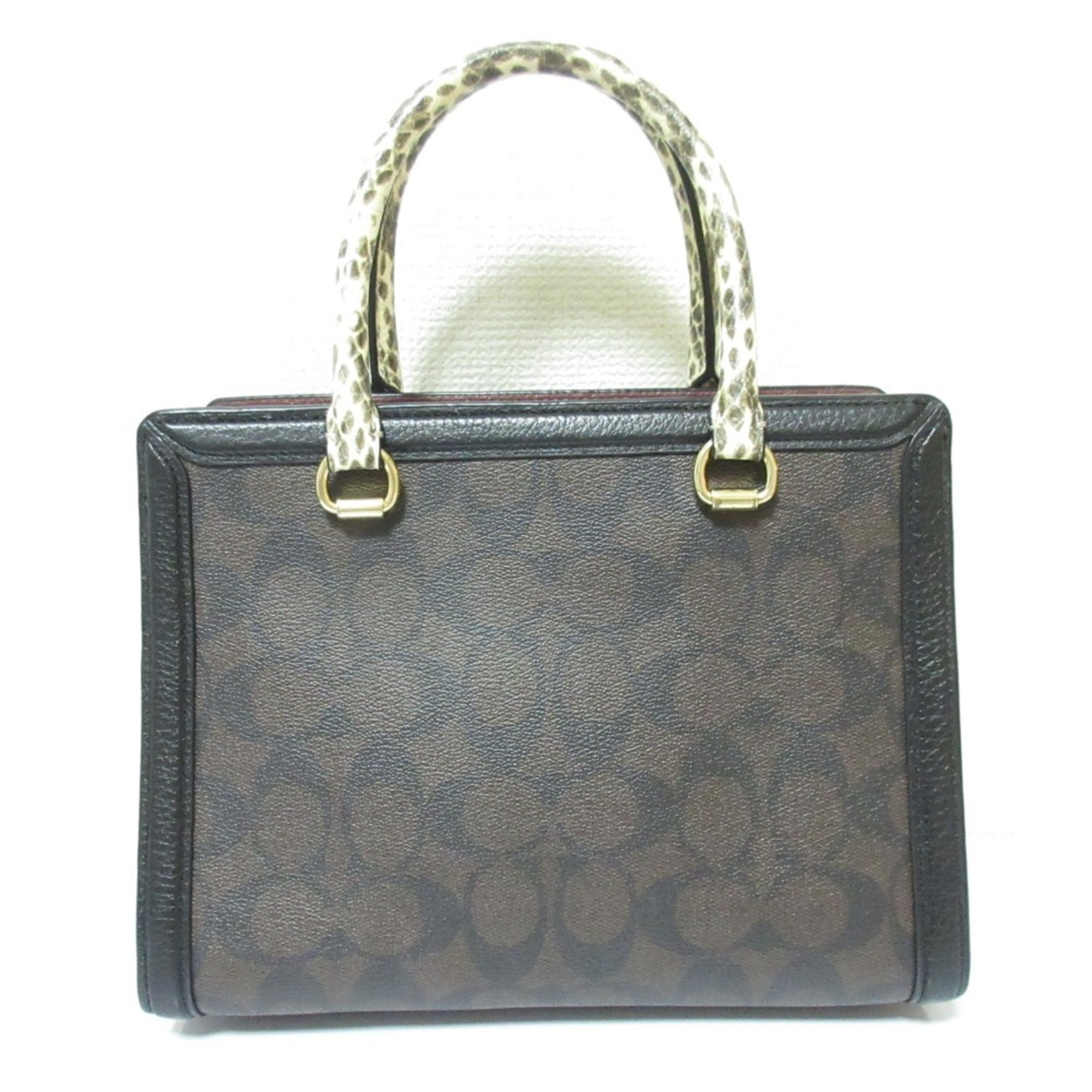 Coach Signature Black Bordeaux Brown Signature Line Handbag Shoulder Bag (Pre-Owned)
