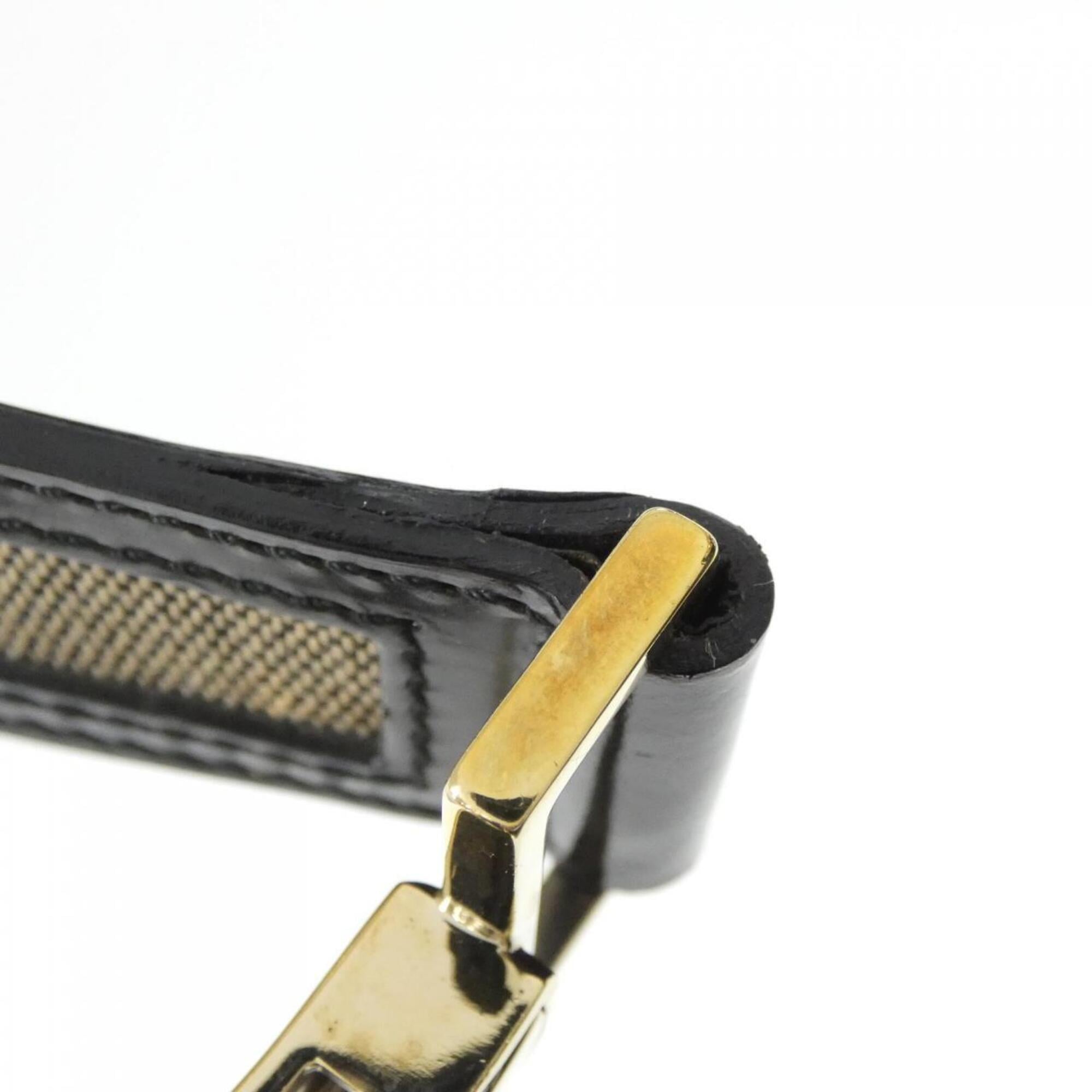 Gucci Beige Black Canvas Shoulder Bag (Pre-Owned)