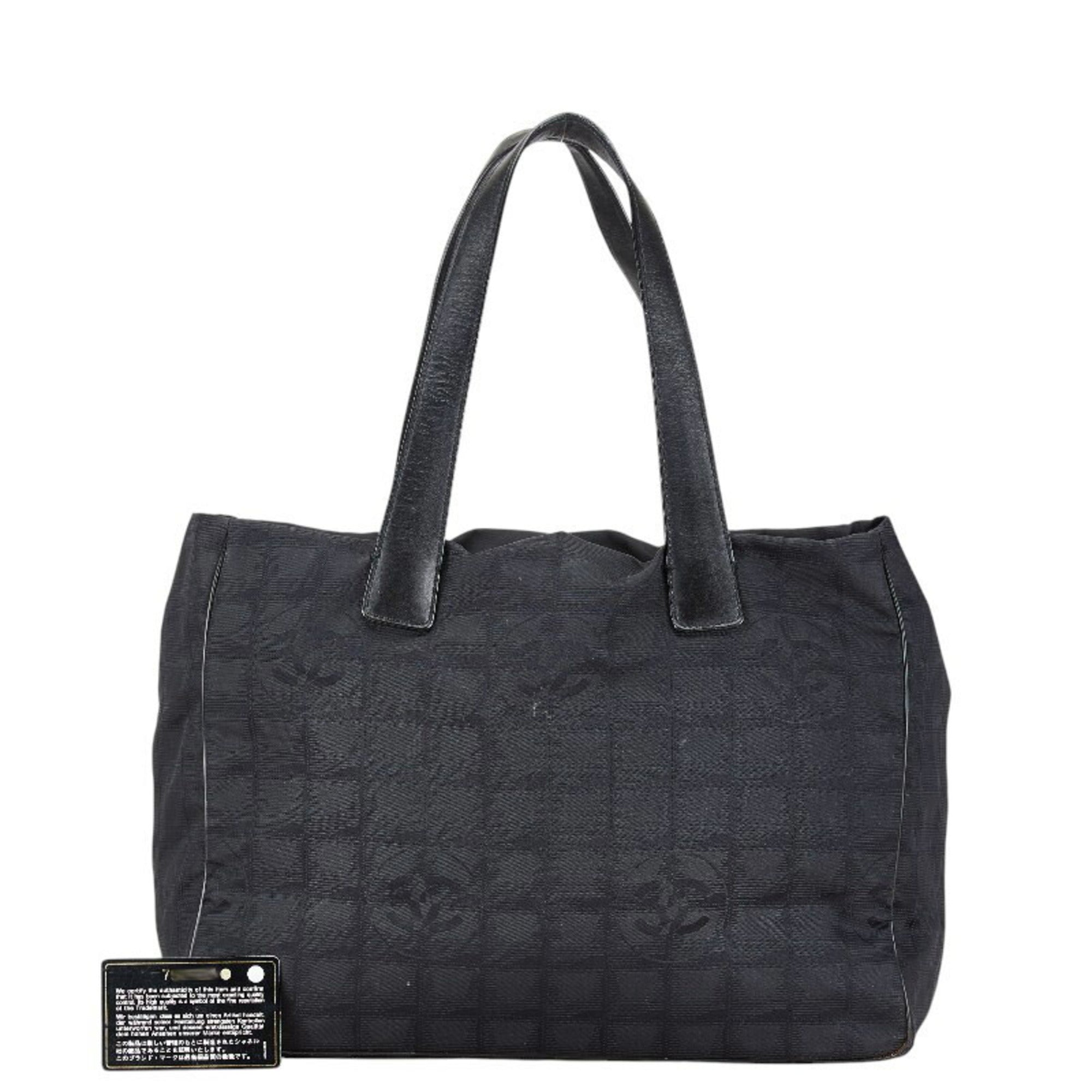 Chanel New Travel Line Black Nylon Leather Tote Bag (Pre-Owned)