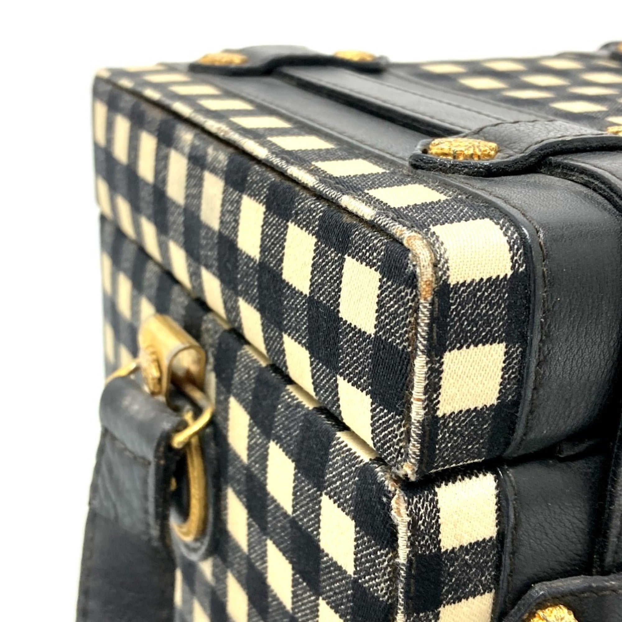 Versace Black White Yellow Leather Shoulder Bag (Pre-Owned)