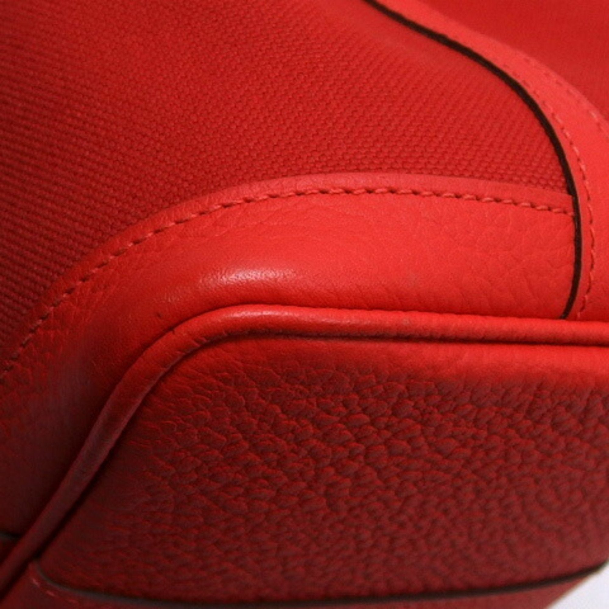 Hermes Garden Vermilion Toile Officier Negonda Leather Handbag Tote Bag (Pre-Owned)