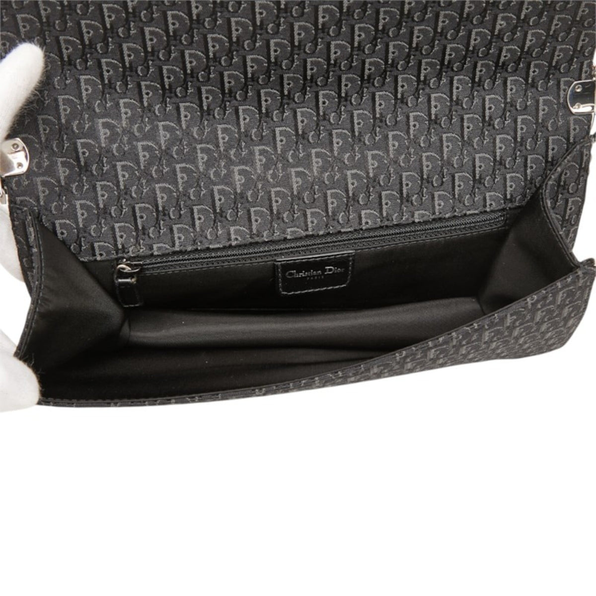 Christian Dior Trotter Black Canvas Leather Shoulder Bag (Pre-Owned)