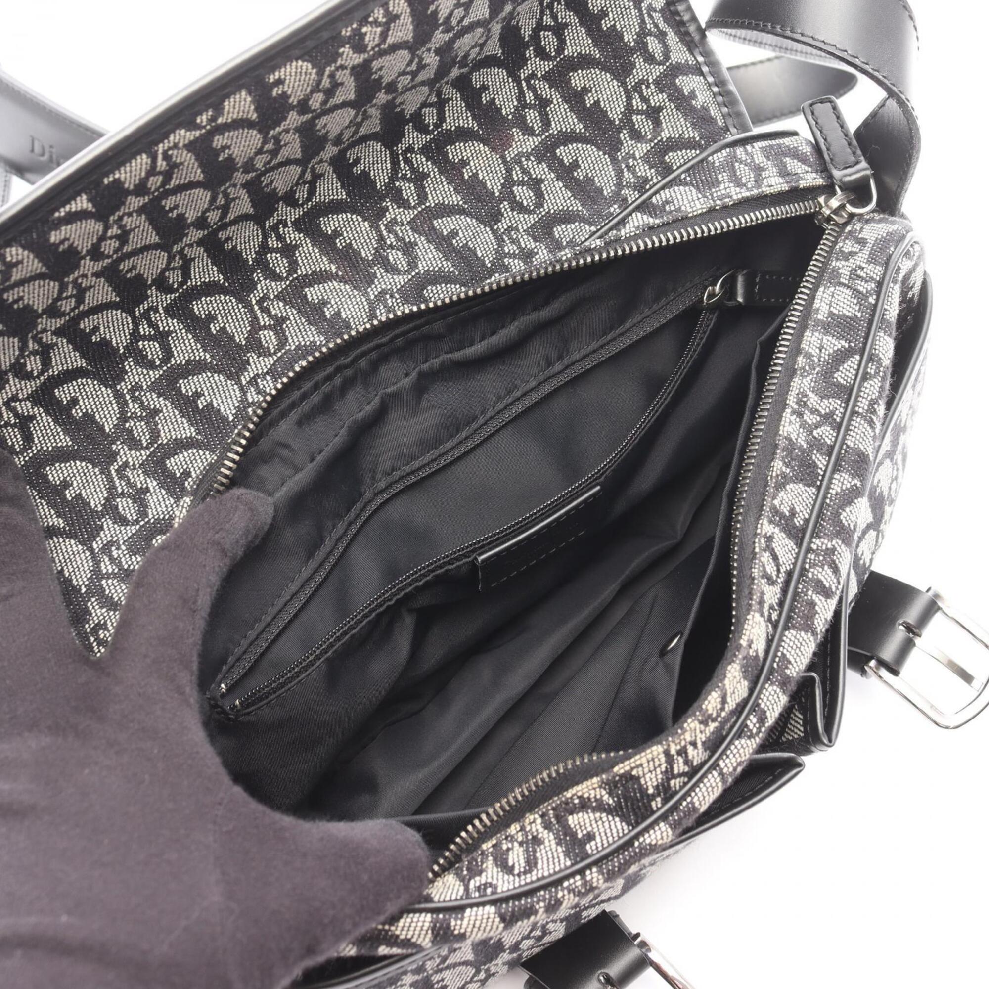 Christian Dior Black Navy Canvas Leather Handbag Messenger Bag Shoulder Bag (Pre-Owned)