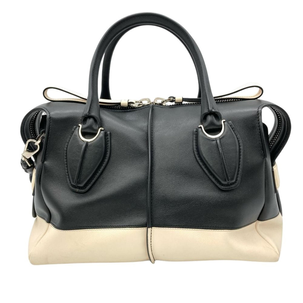 Tod's Black White Leather Shoulder Bag (Pre-Owned)
