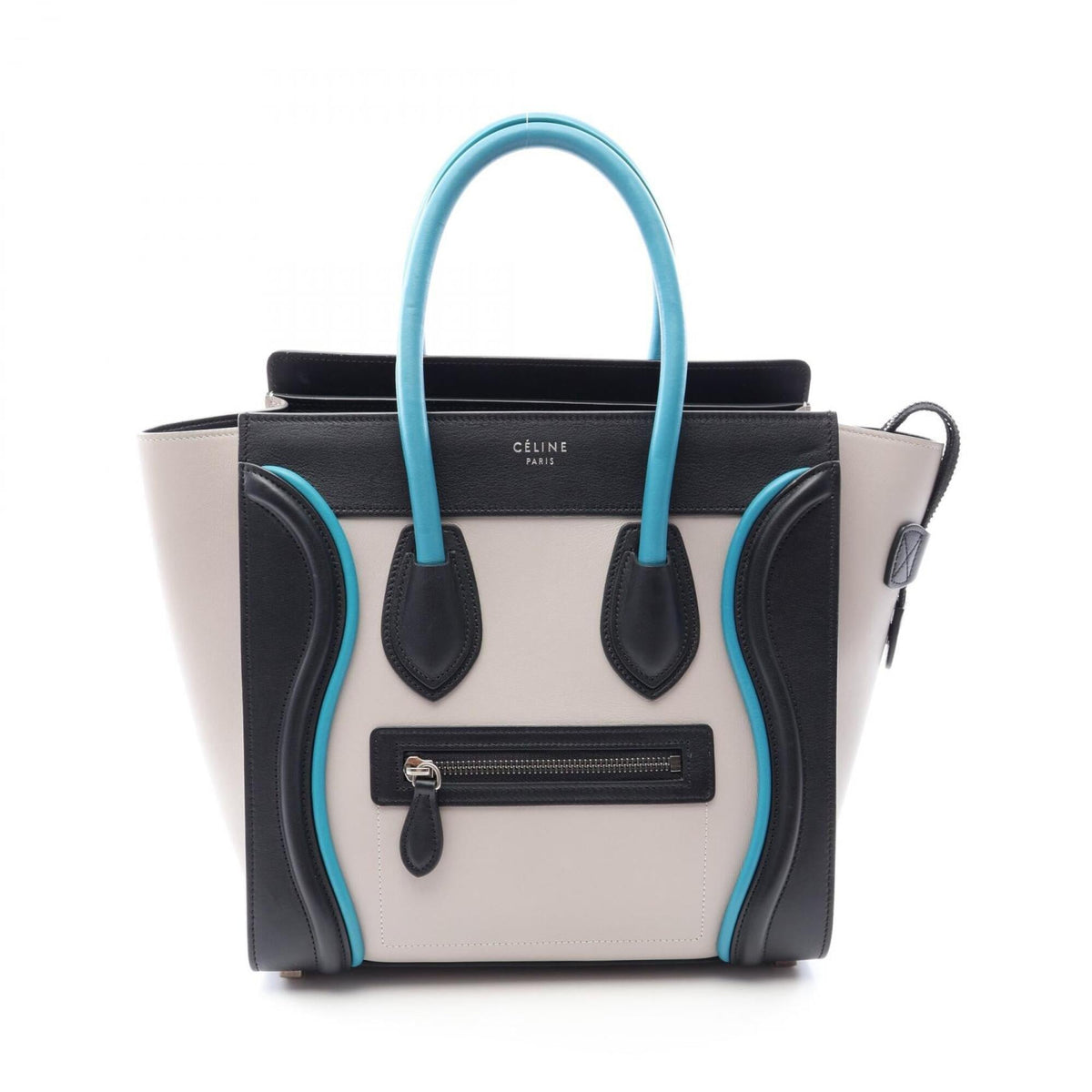 Celine Black Blue Gray Leather Handbag Tote Bag (Pre-Owned)