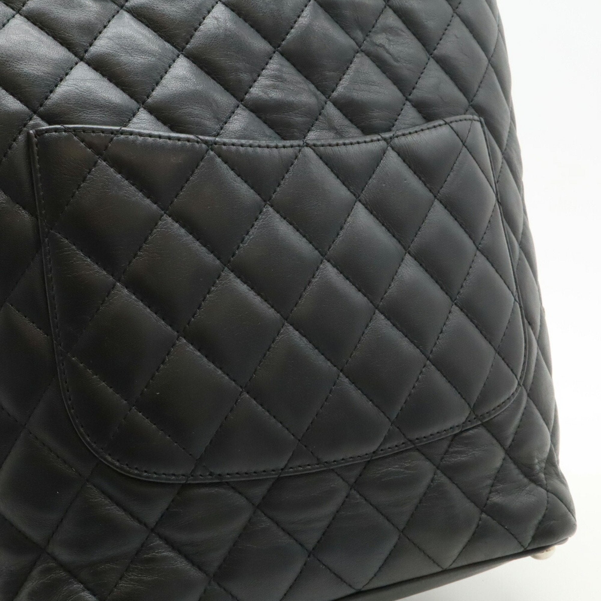 Chanel Black White Leather Shoulder Bag Tote Bag (Pre-Owned)